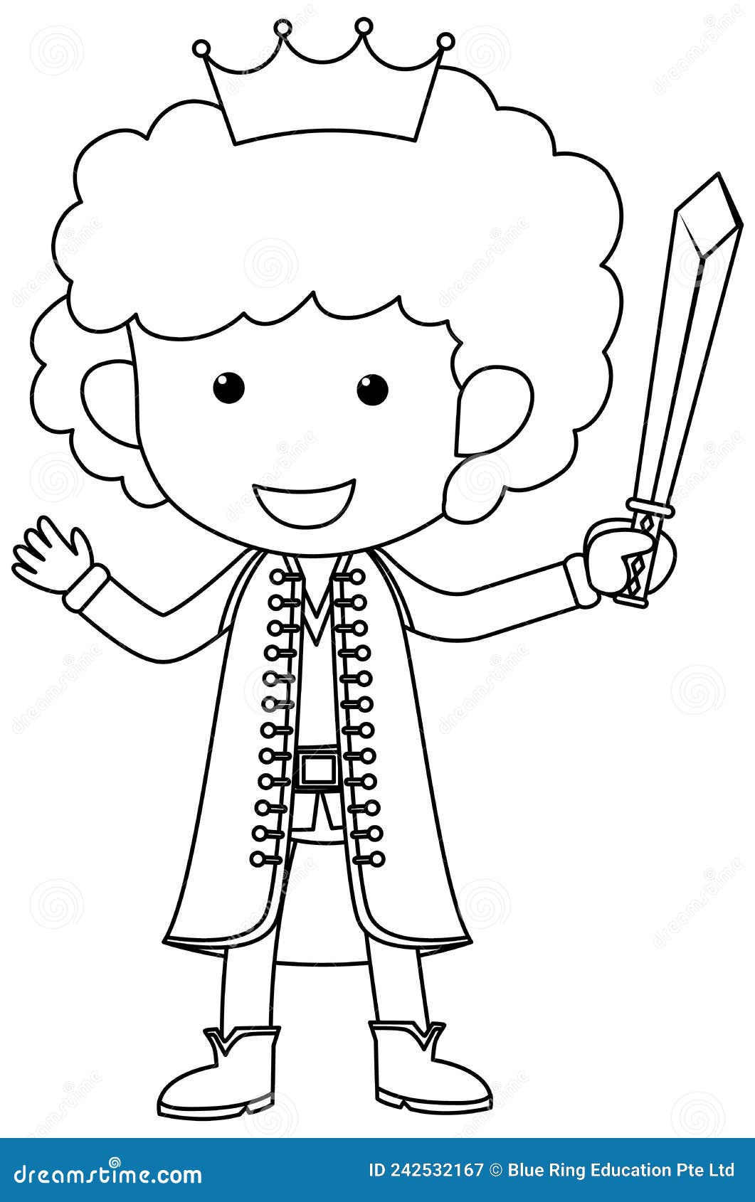 Cute Prince Doodle Outline for Colouring Stock Vector - Illustration of