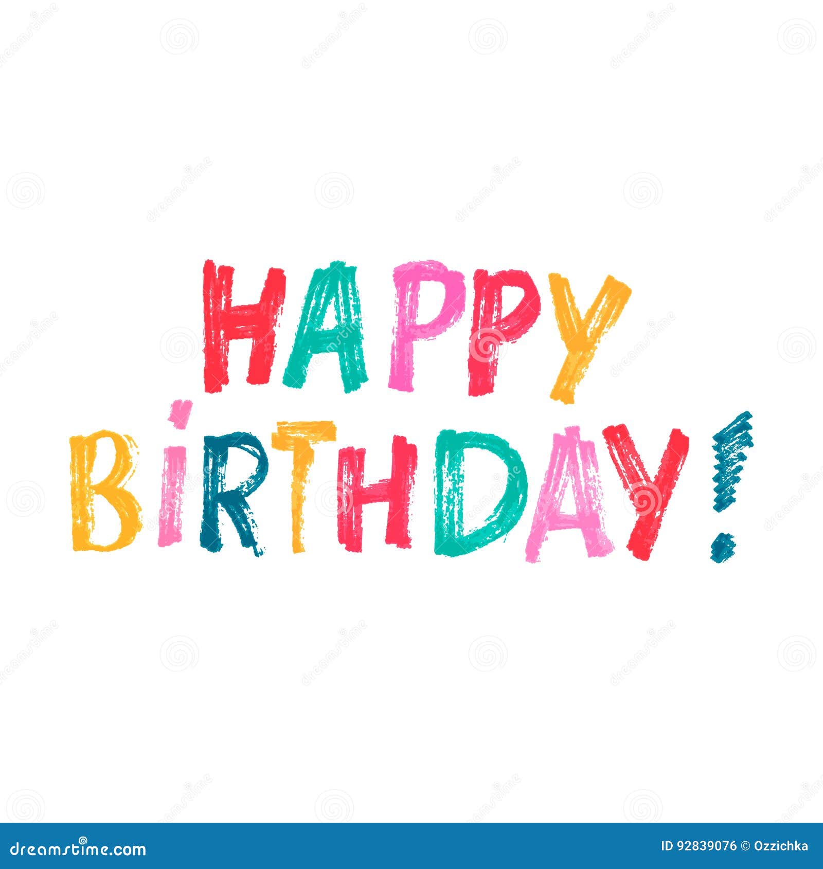 Cute Print with Lettering. Hand Drawn Happy Birthday Words. Stock ...