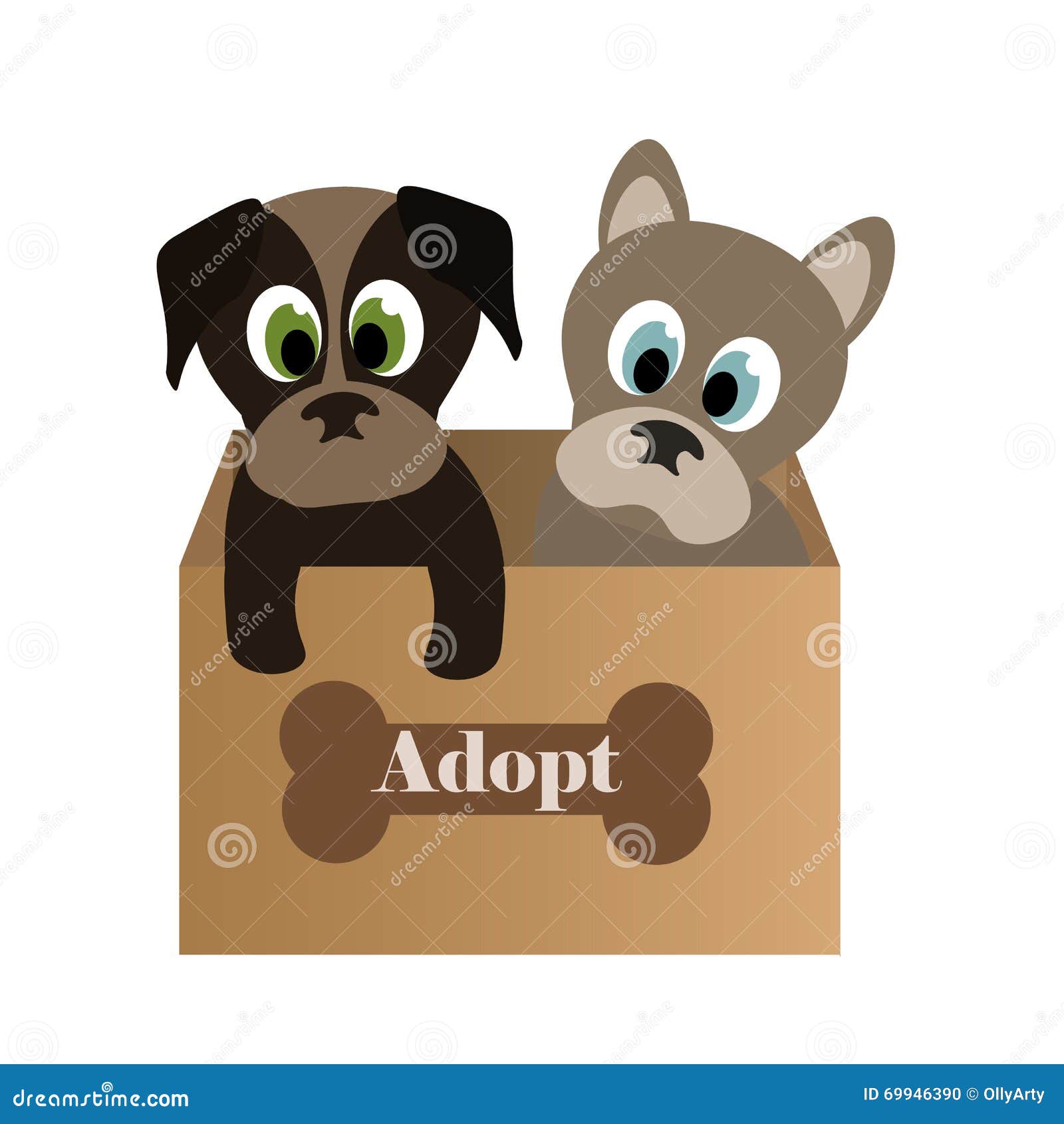 Cute puppies in a box stock vector. Illustration of cartoon 69946390
