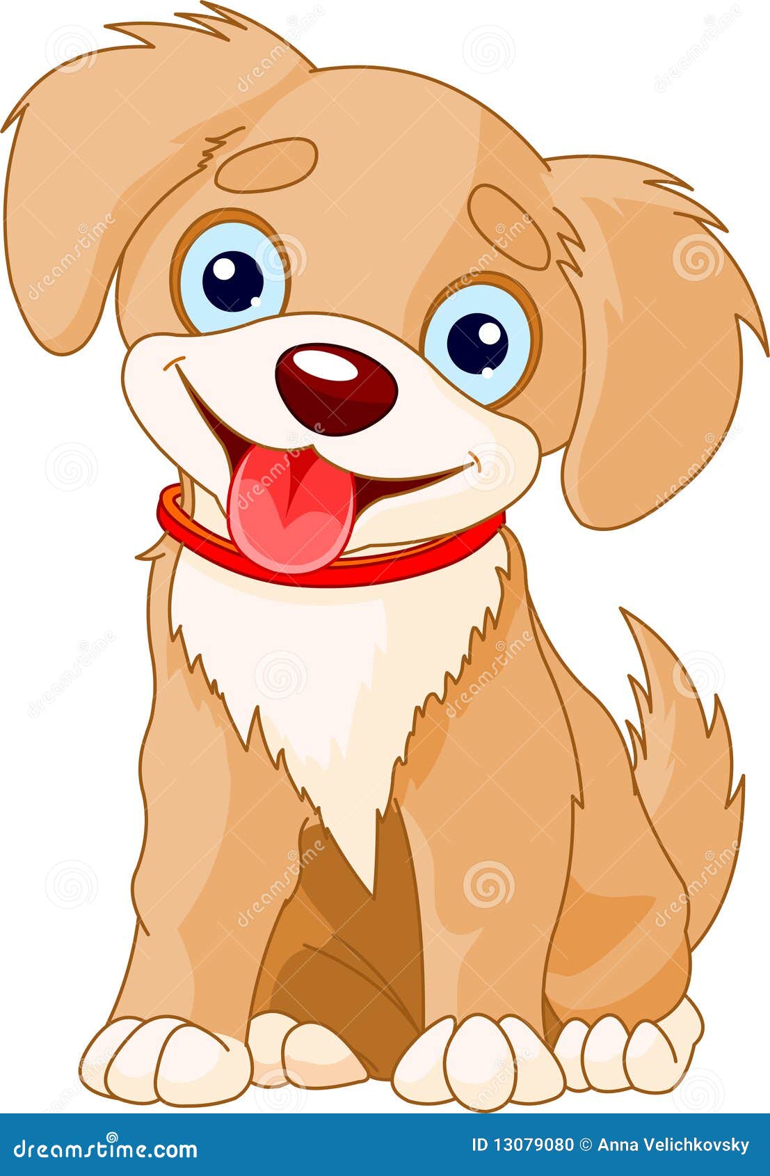 Cute puppy stock illustration. Illustration of sitting - 13079080