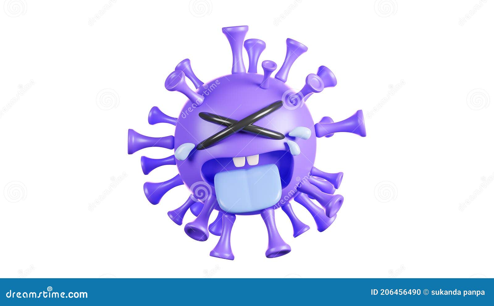 Cute Purple Colona Virus Character Crying On White Backgroundvaccine