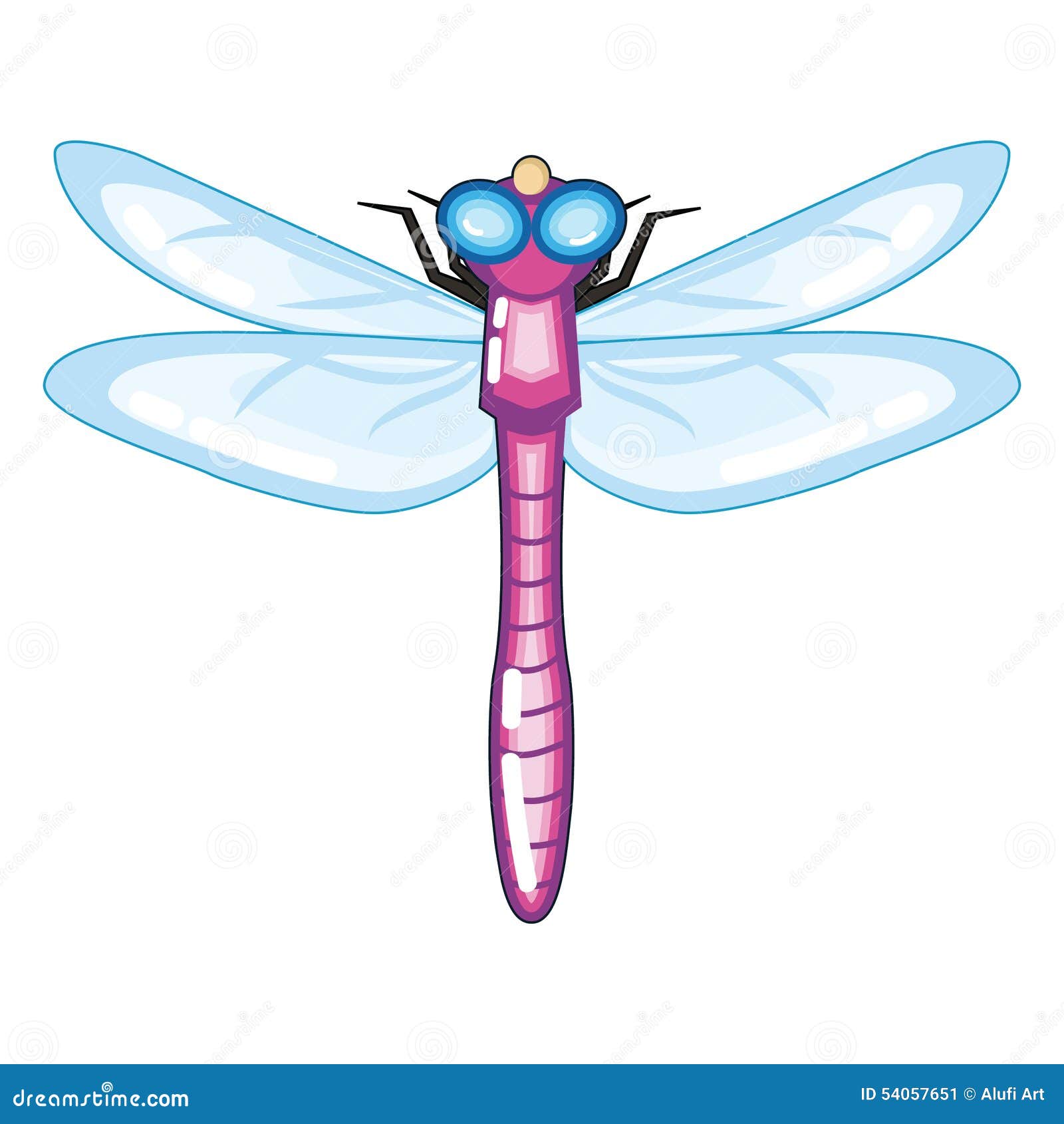 Cute Purple Dragonfly with Blue Wings Stock Vector - Illustration of  happines, funny: 54057651