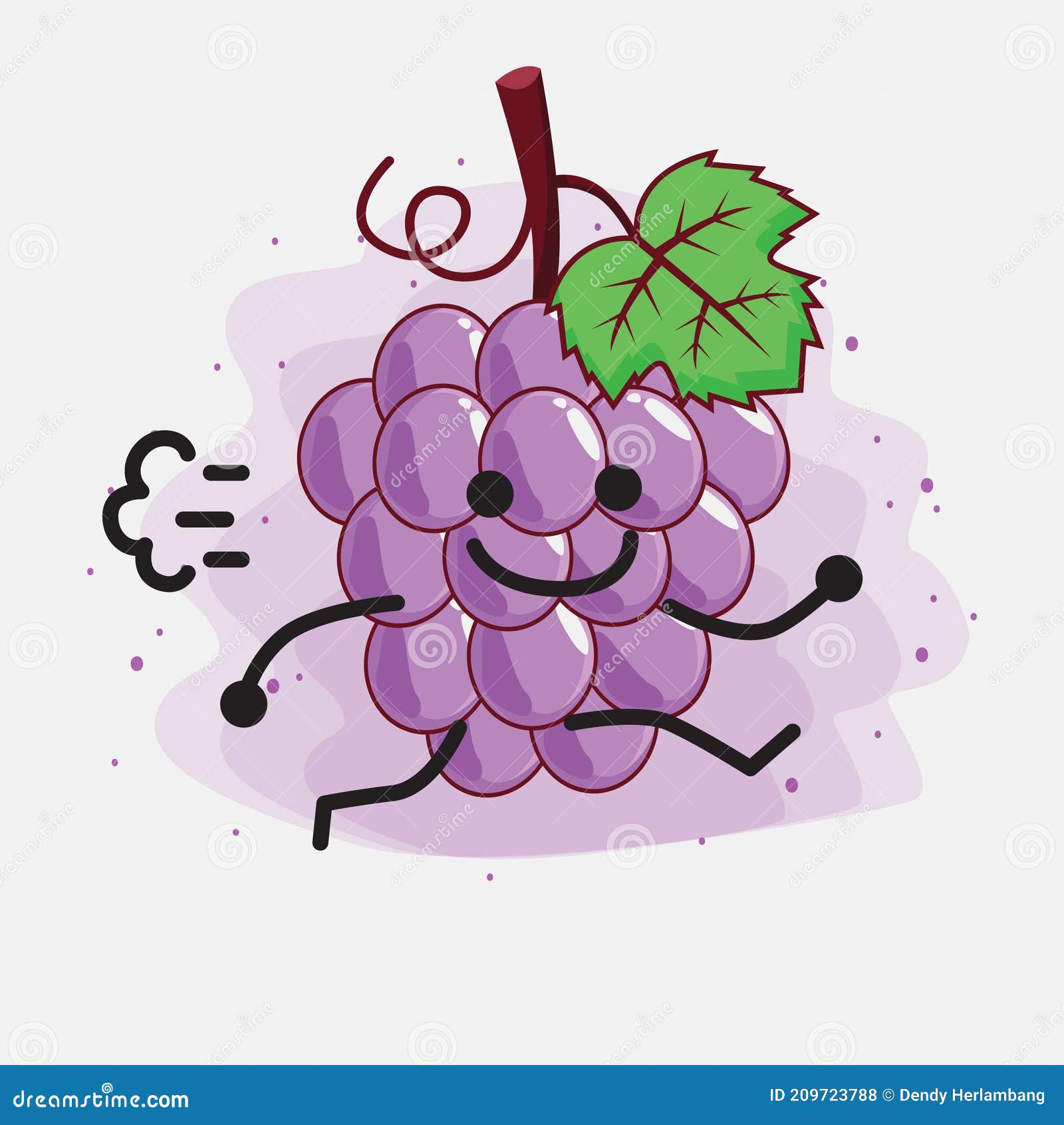 Cute Purple Grape Fruit Mascot Character Illustration Stock Vector ...