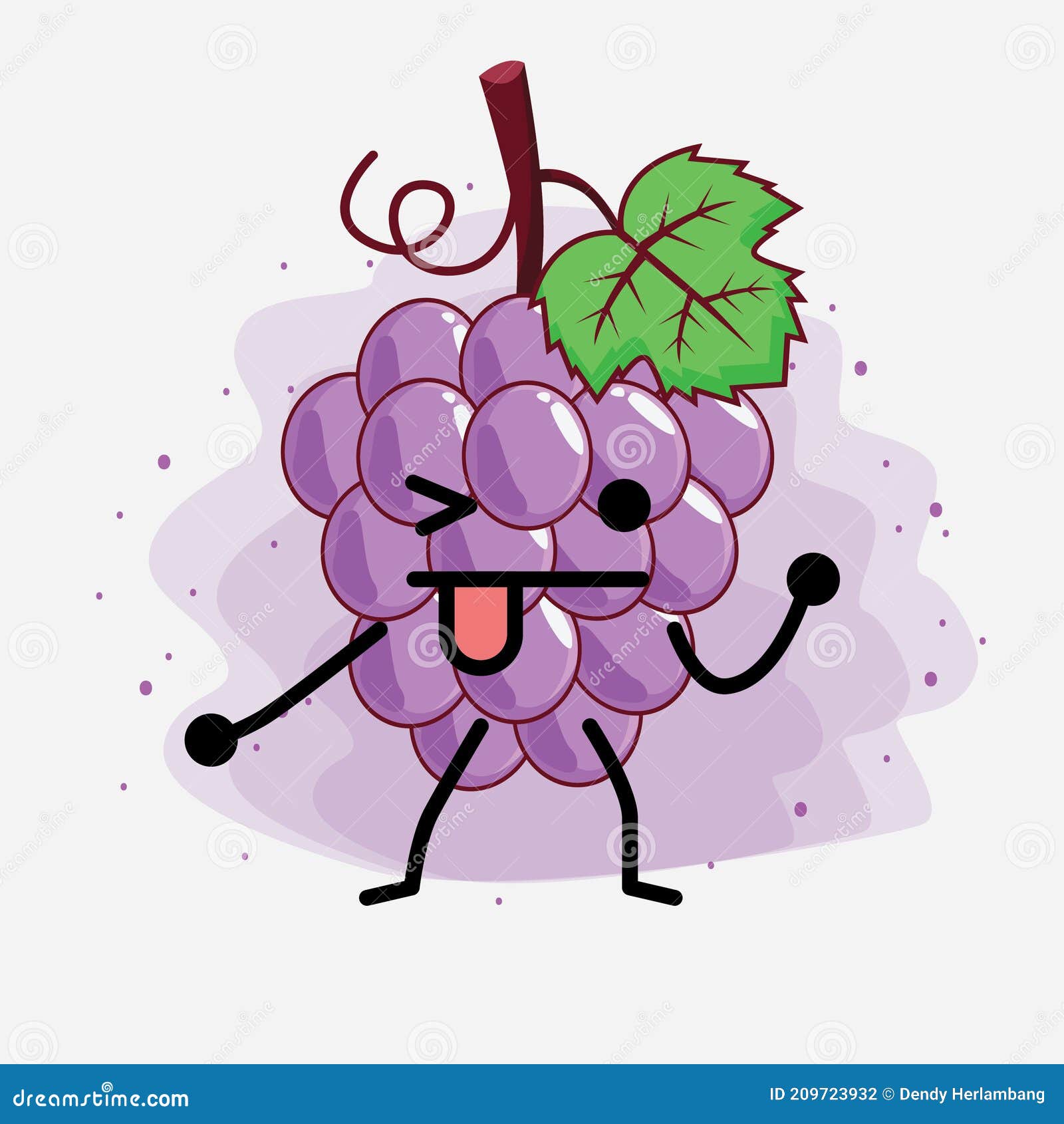 Cute Purple Grape Fruit Mascot Character Illustration Stock Vector ...