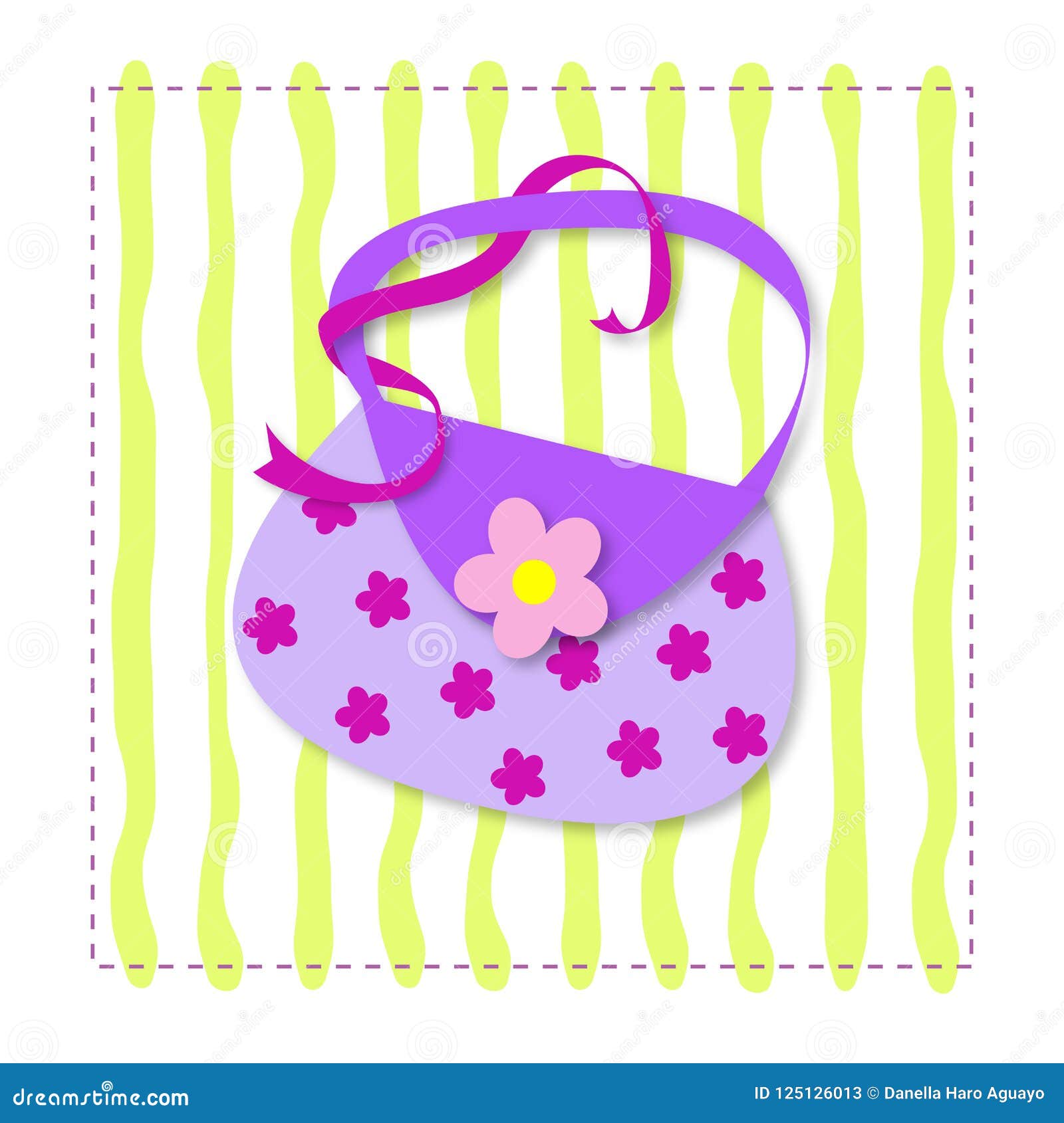 Cute Purple Purse with Pink Flowers and Light Green Background Stock  Illustration - Illustration of flowers, vector: 125126013