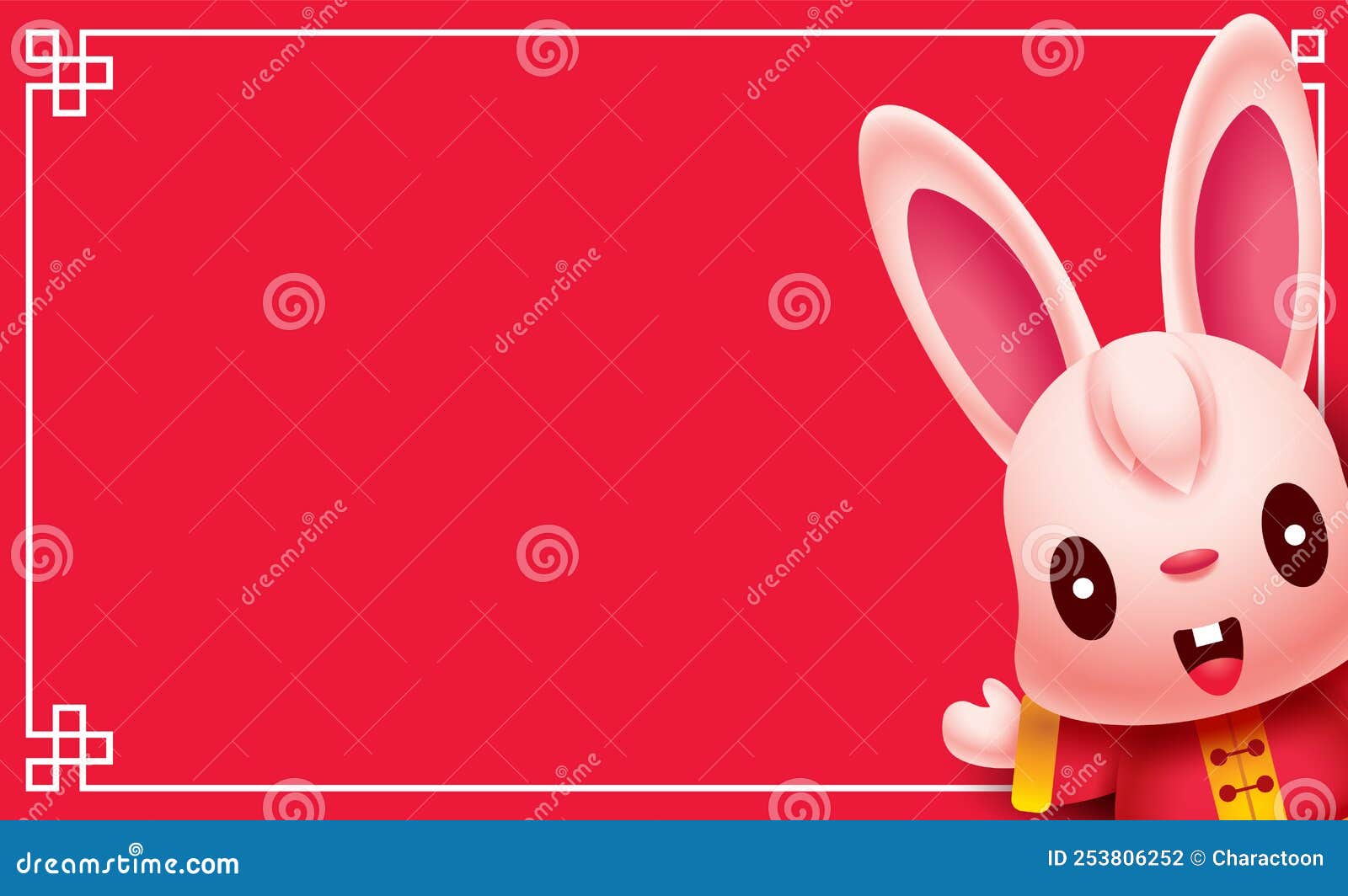 Cute Rabbit Holding Red Envelope Chinese Stock Vector (Royalty