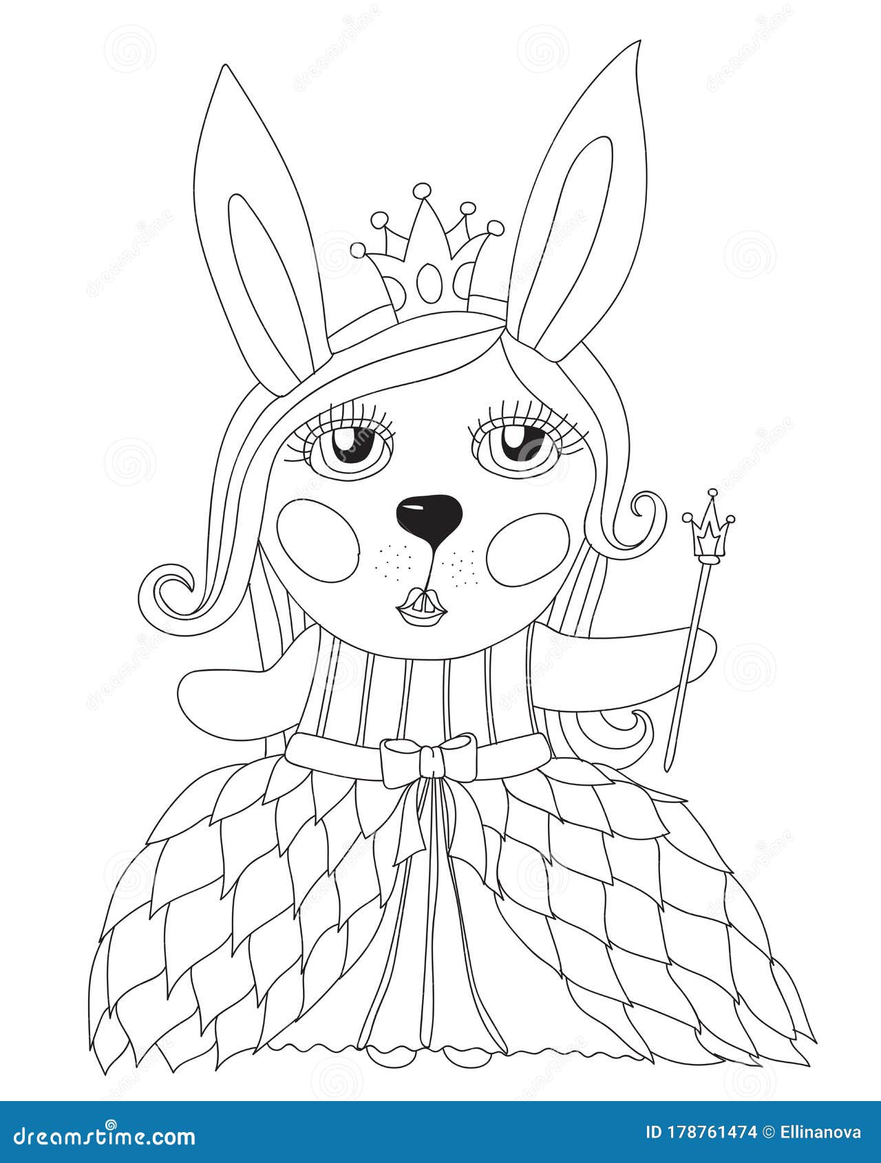 Cute Rabbit Coloring Page Isolated Stock Vector - Illustration of child ...