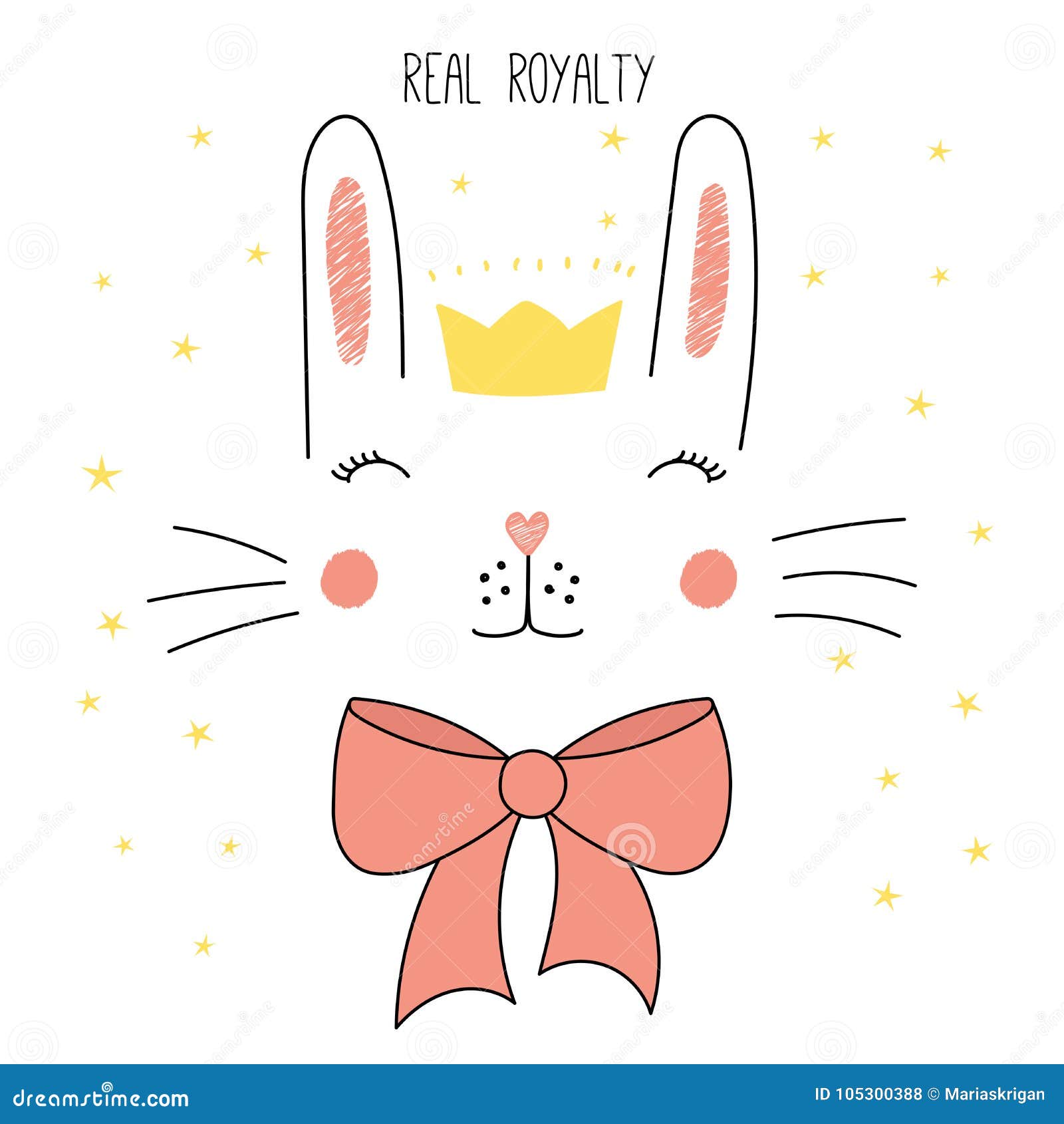 Download Cute rabbit in a crown stock vector. Illustration of drawn ...