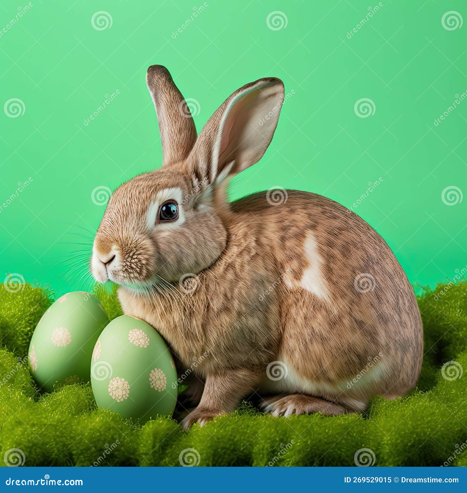 Cute Rabbit, Easter Bunny. Generative AI Stock Illustration