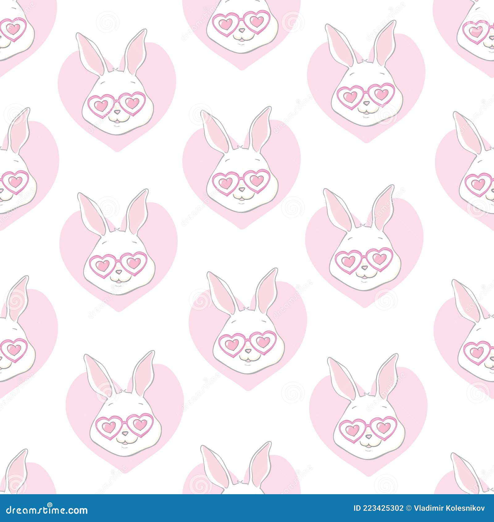 Cute Rabbit Face. Seamless Wallpaper Stock Vector - Illustration of ...