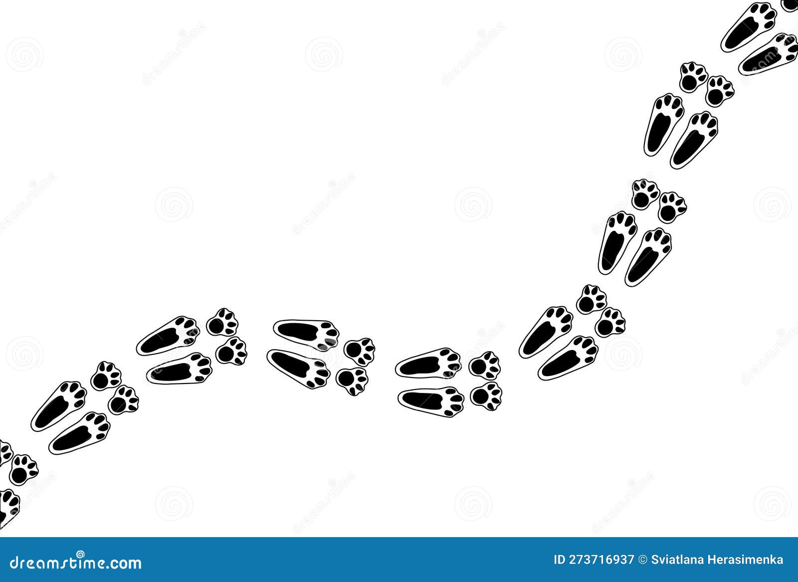 Cute Rabbit Footprints. Isolated Illustration on a White Background