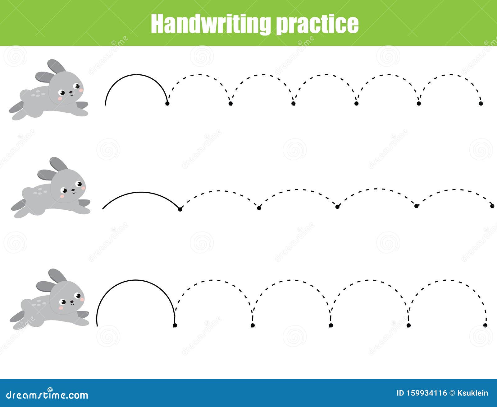 Cute Rabbit Jump Handwriting Practice Sheet Educational Children Game Tracing Lines For Kids And Toddlers Stock Vector Illustration Of Education Handwriting