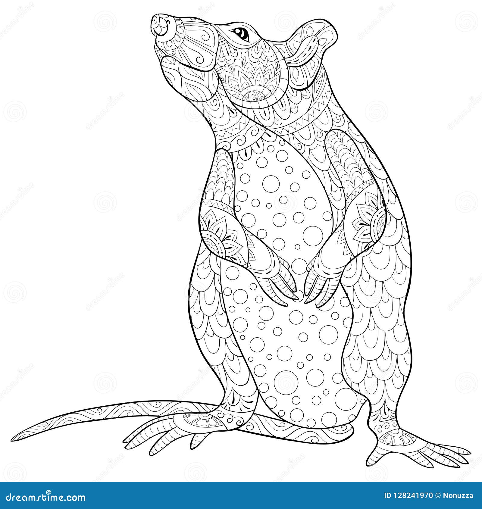 Download Adult Coloring Book,page A Cute Rat Image For Relaxing. Stock Vector - Illustration of elements ...