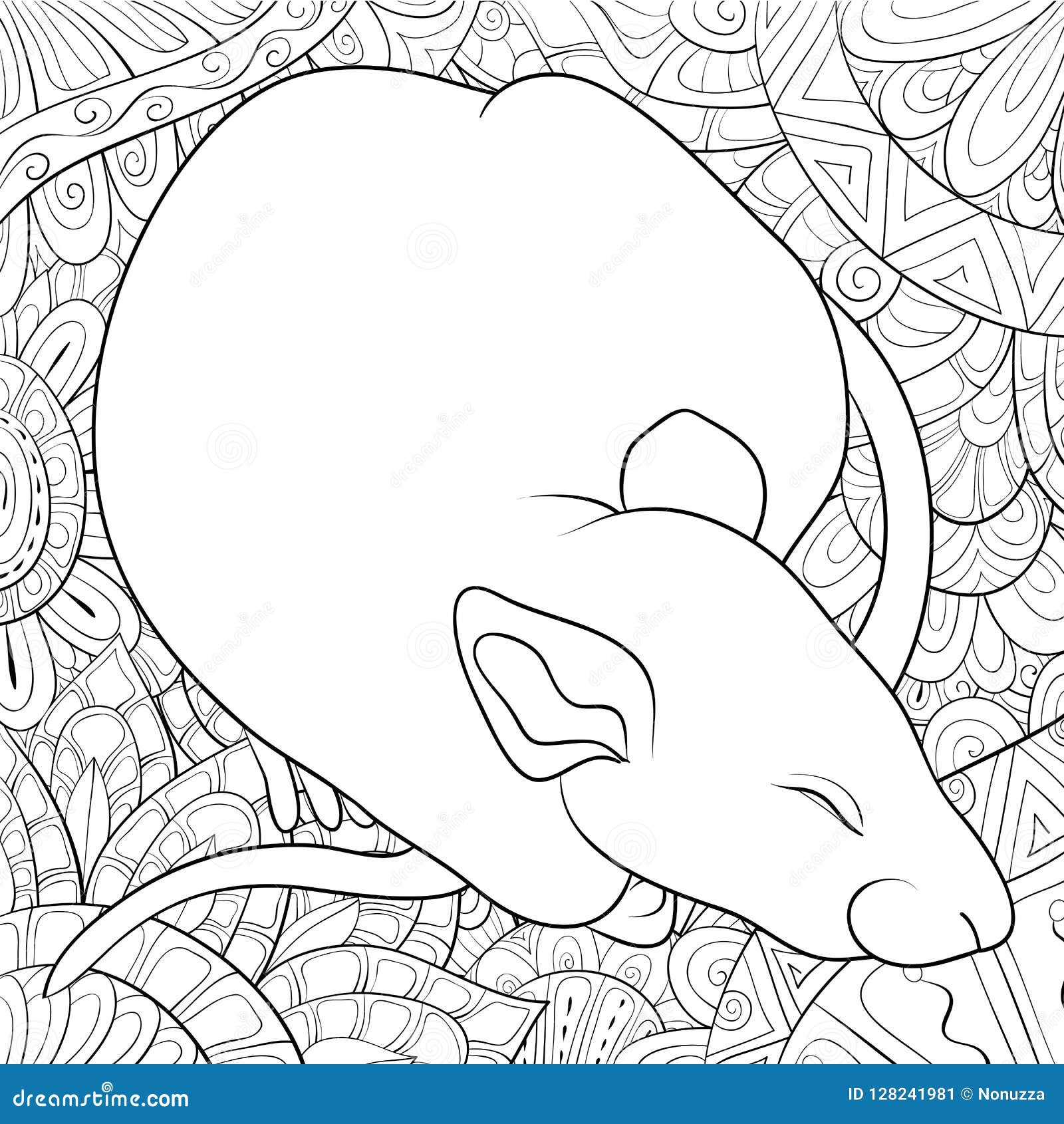 Download Adult Coloring Book,page A Cute Rat Image For Relaxing. Stock Vector - Illustration of line ...