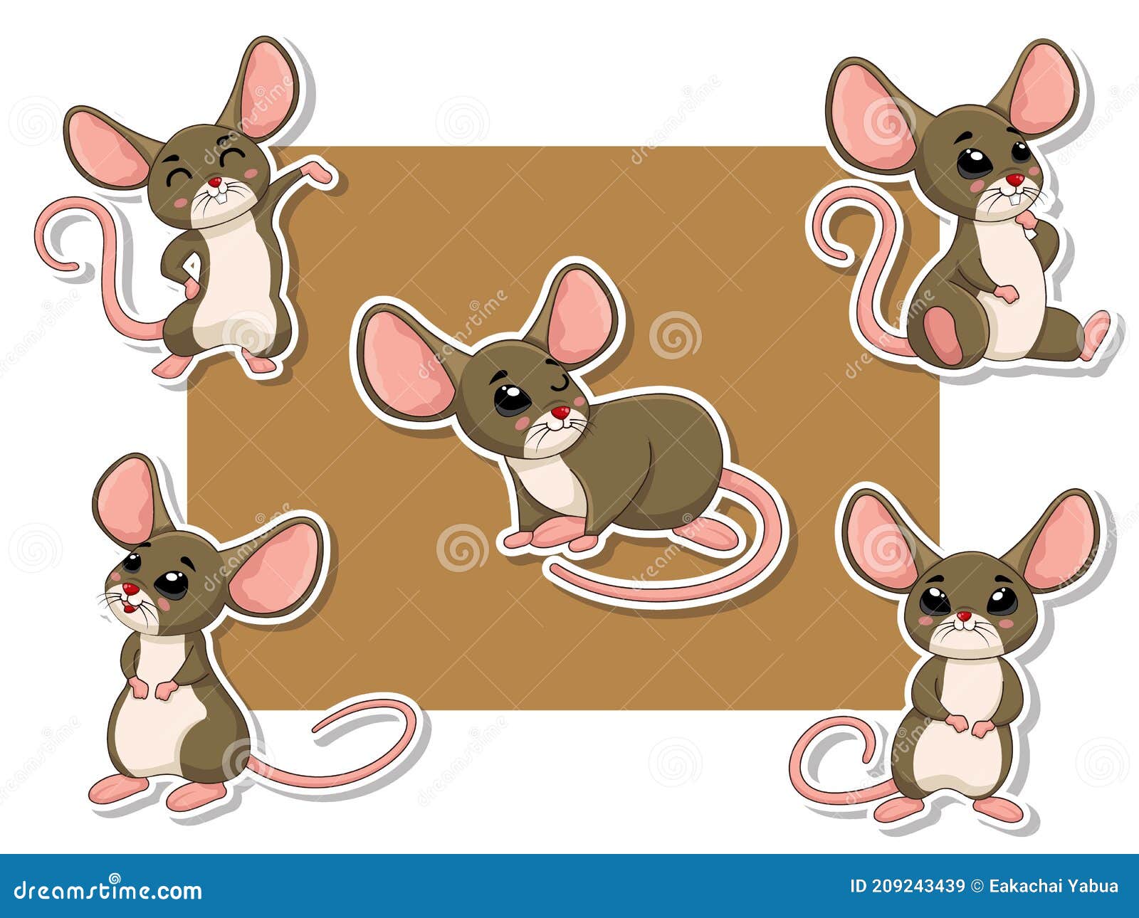 Cute Rats Cartoon Sticker Set. Vector Illustration with Cartoon Happy  Animal Stock Vector - Illustration of nature, happy: 209243439