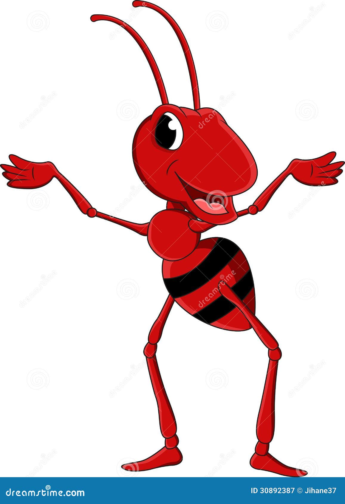 Cute red ant cartoon stock illustration. Illustration of friendly - 30892387