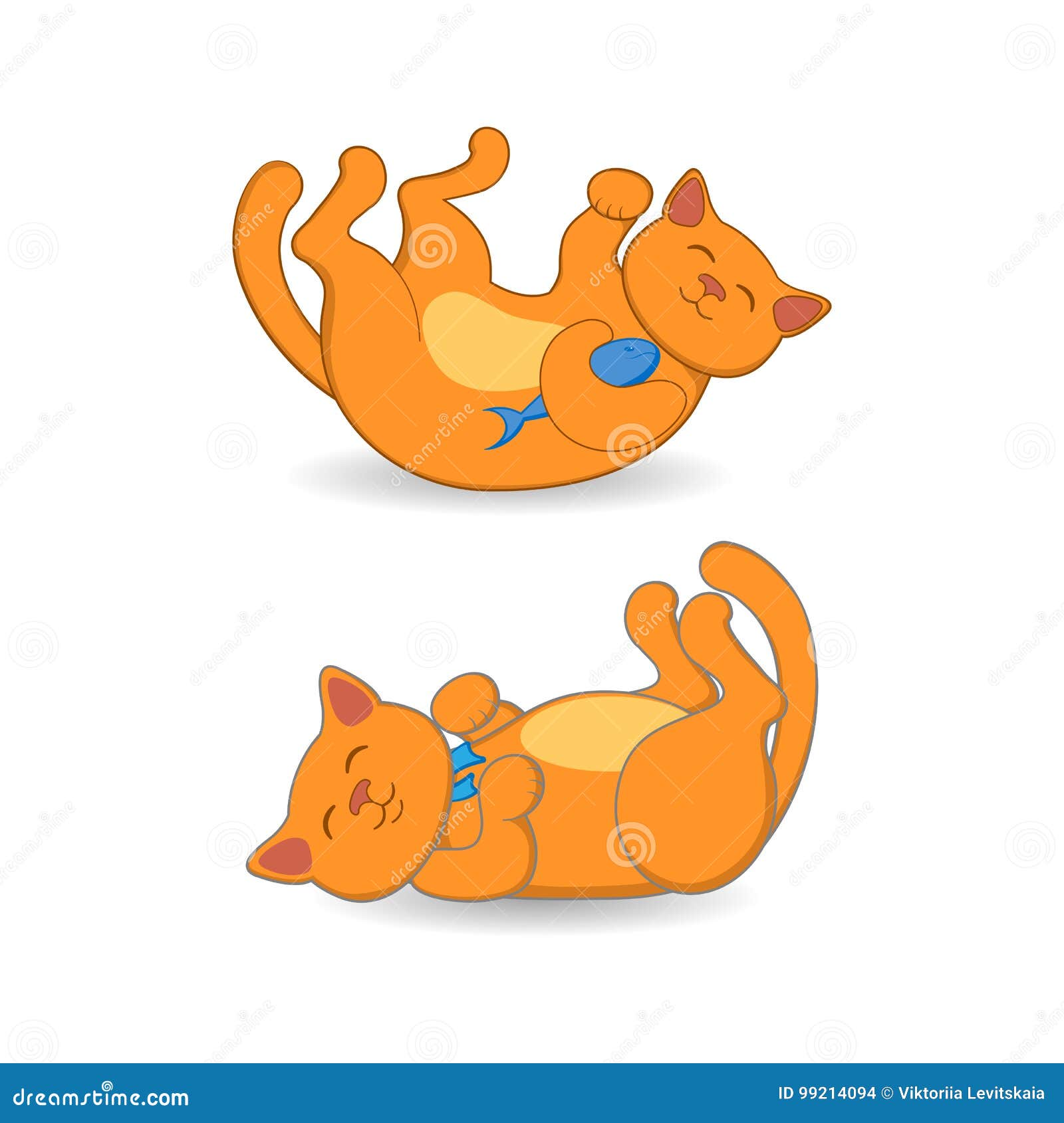 Сute vector illustration with red cat ice skating Stock Vector