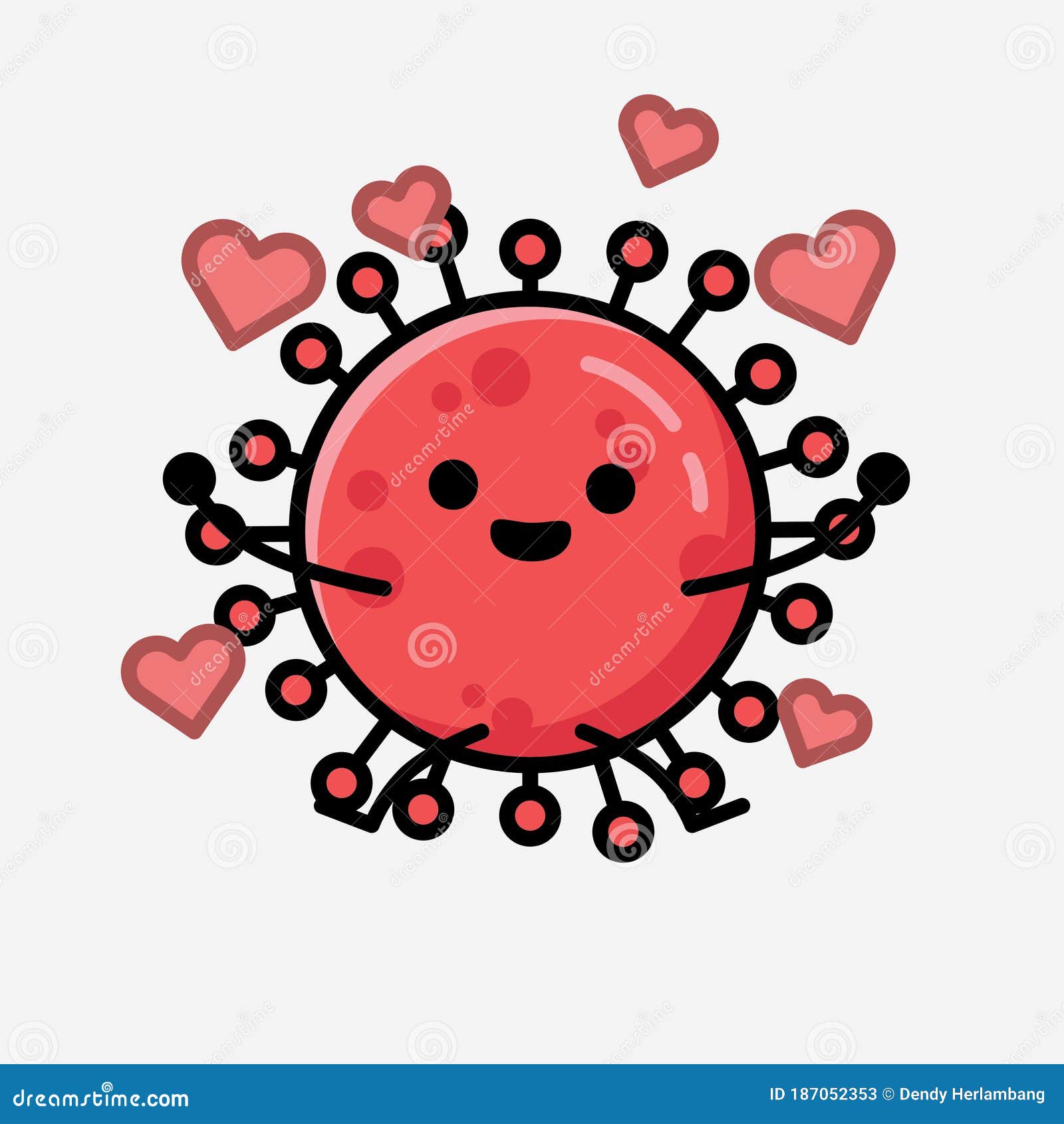 Cute Red Corona Virus Mascot Vector Character in Flat Design Style ...