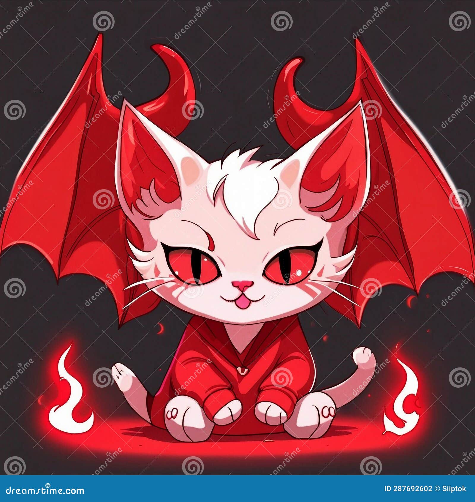 Cute Red Devil Character Illustration Background Stock Illustration