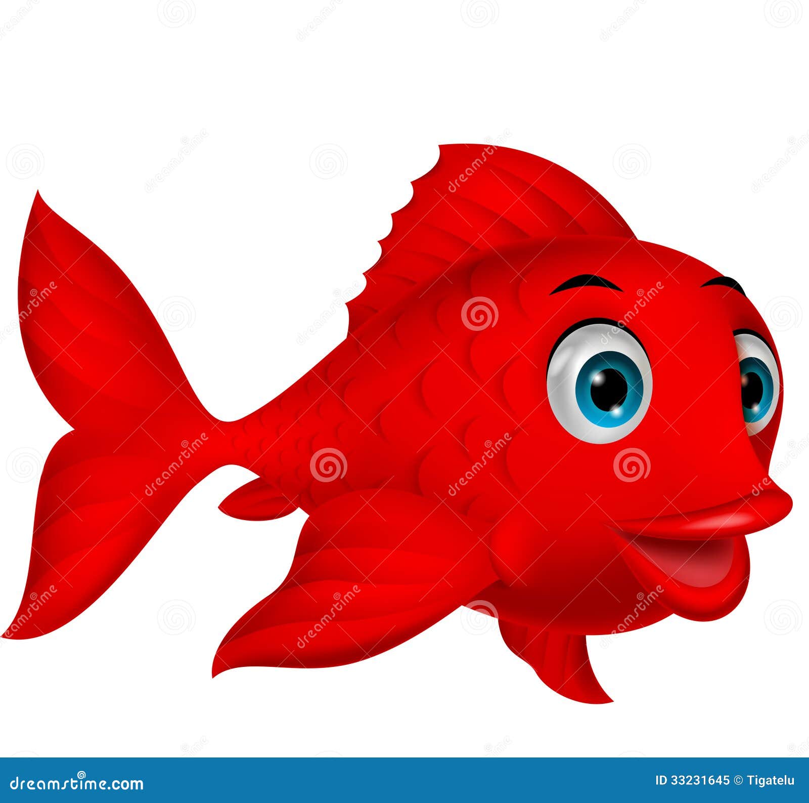 Cute red fish cartoon stock vector. Illustration of animal - 33231645