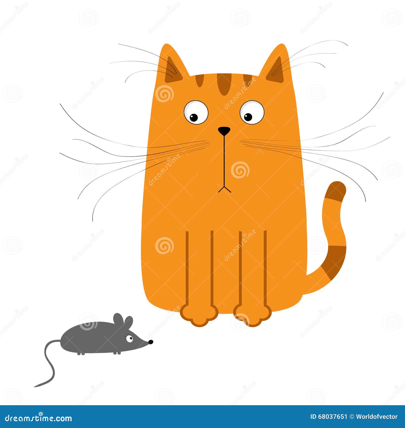 Cute Red Orange Cartoon Cat Looking At Mouse Big Mustache Whisker Funny Character Flat Design White Background Isolated Stock Vector Illustration Of Background Night