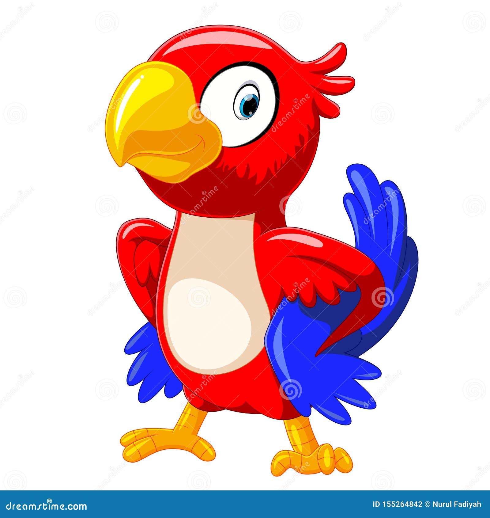 Cute Red Parrot Cartoon with Good Posing Stock Vector - Illustration of  friendly, character: 155264842