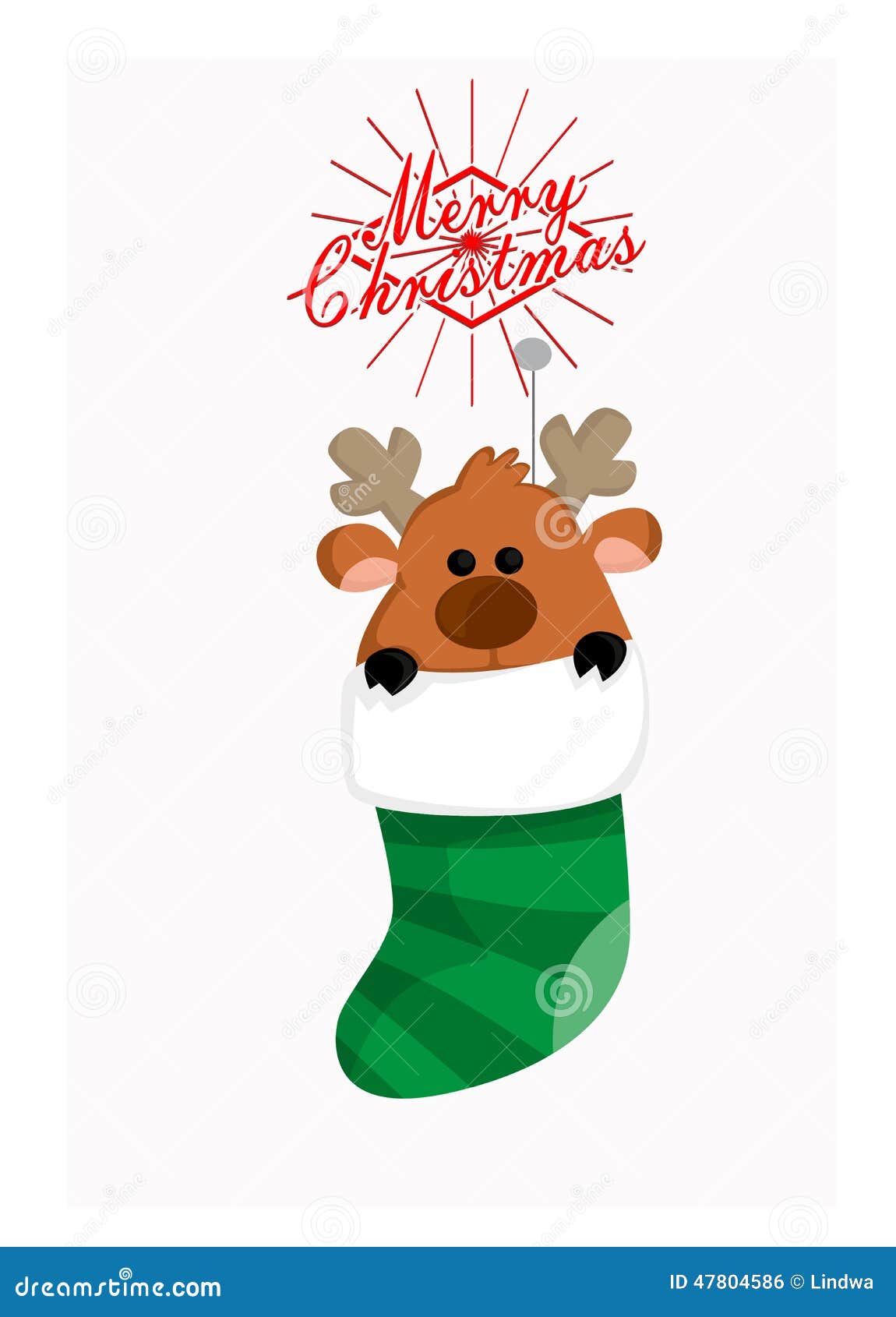 Cute reindeer in sock stock vector. Illustration of decorative 47804586