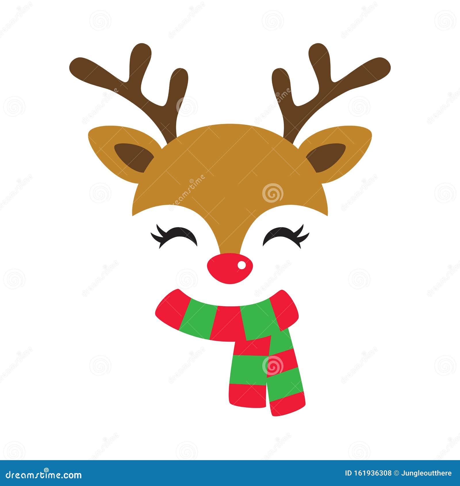 Cute Reindeer Wearing Christmas Scarf Vector Illustratie - Illustration ...