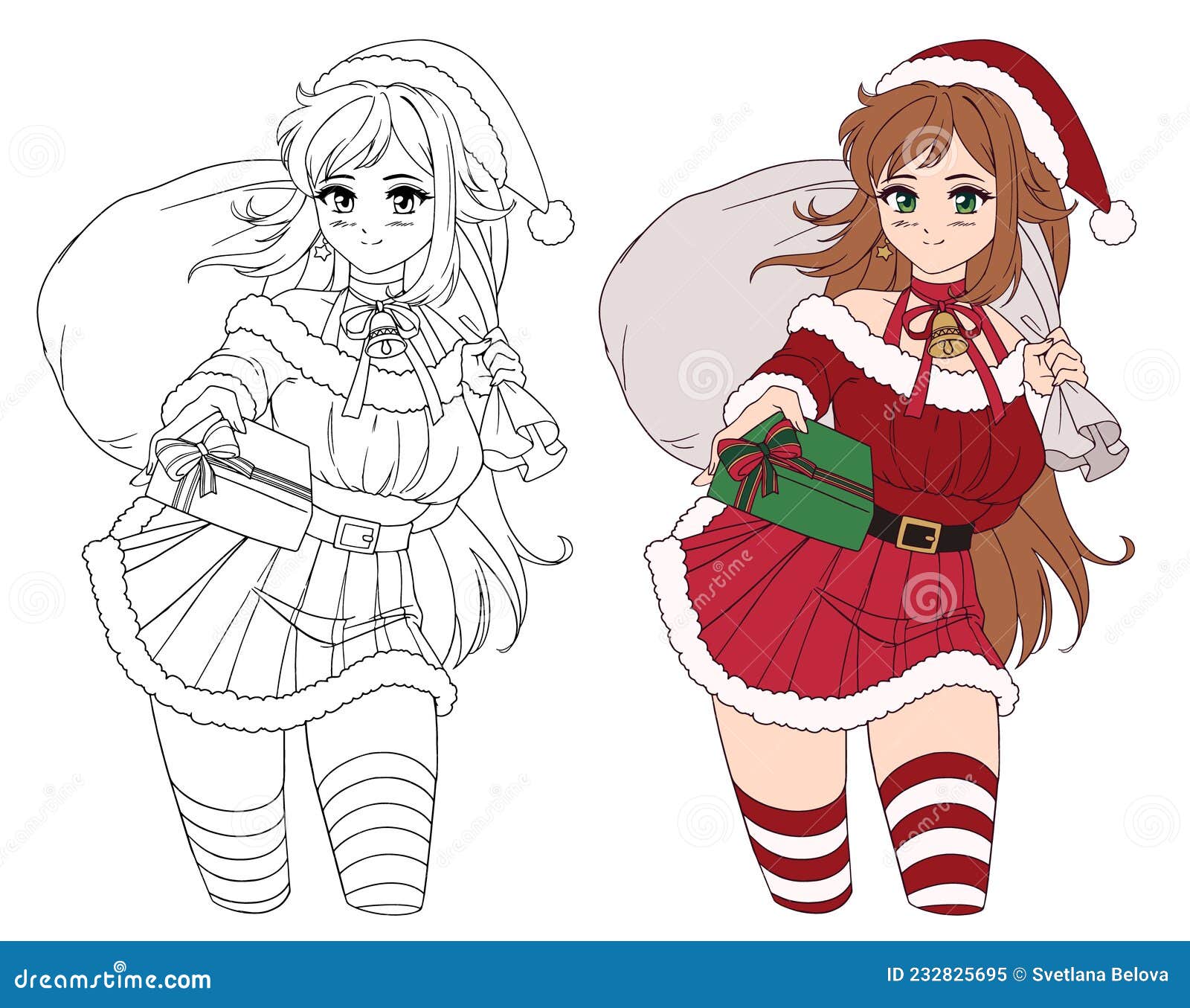 Christmas Cartoon Illustration Cute Kawaii Character Anime 9669307 Vector  Art at Vecteezy