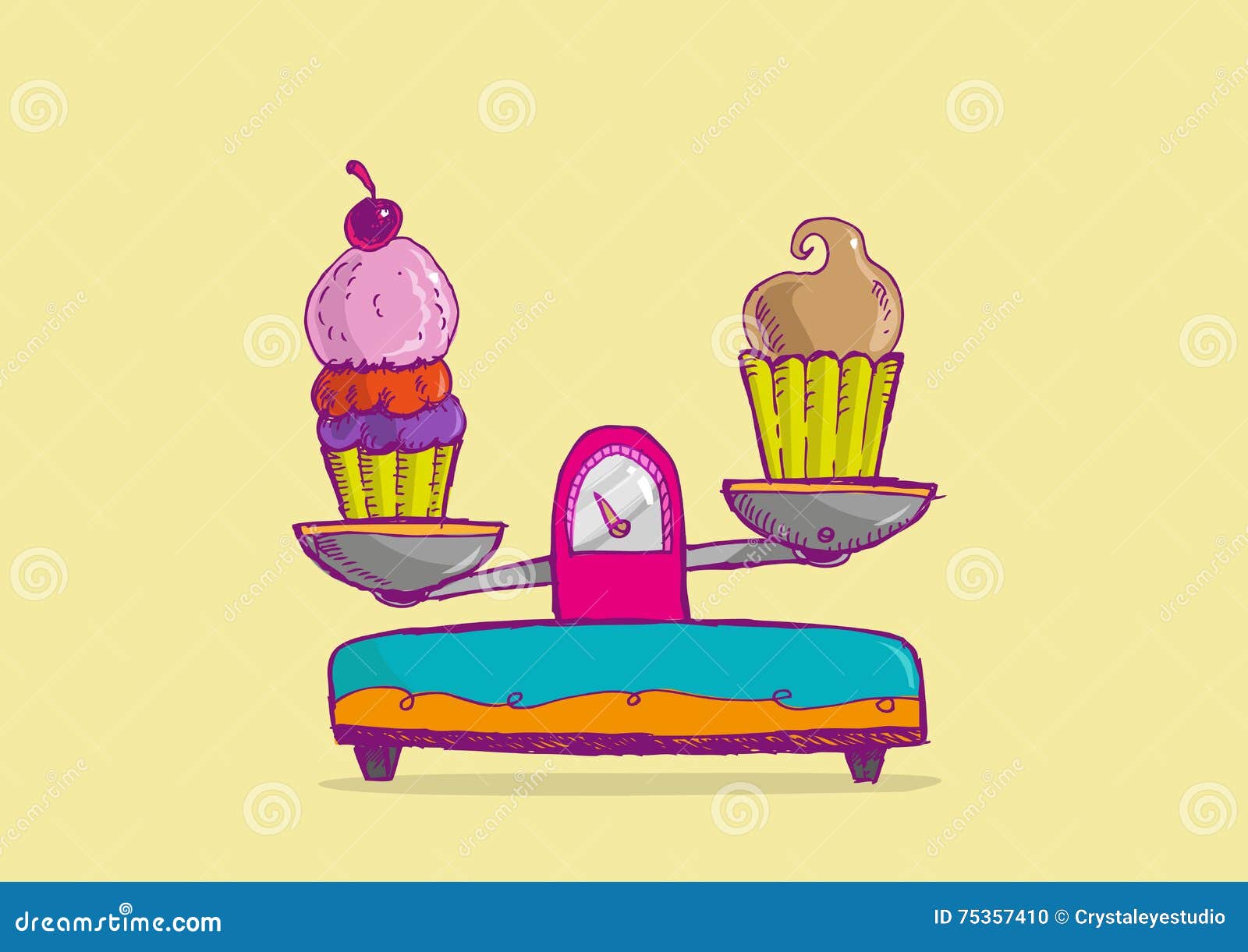 Cute Retro Weighing Scale With Sugary Food Editable Clip Cute Retro Weighing Scale With Sugary Food Editable Clip