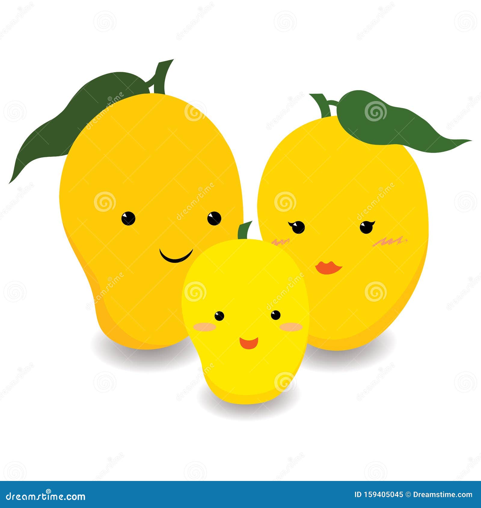 Cute Ripe Yellow Mango Family Cartoon Character Design Stock Illustration -  Illustration of product, cartoon: 159405045