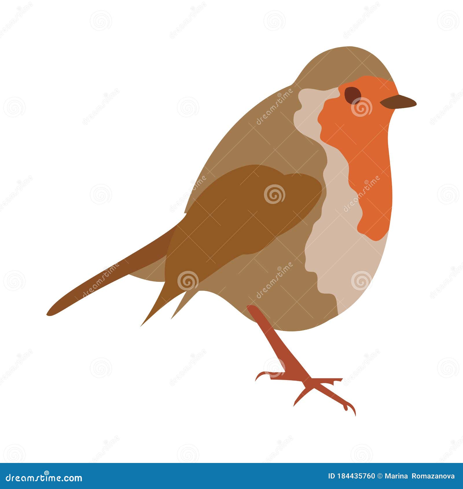 Cute Robin Bird Vector Illustration In Flat Style Stock ...