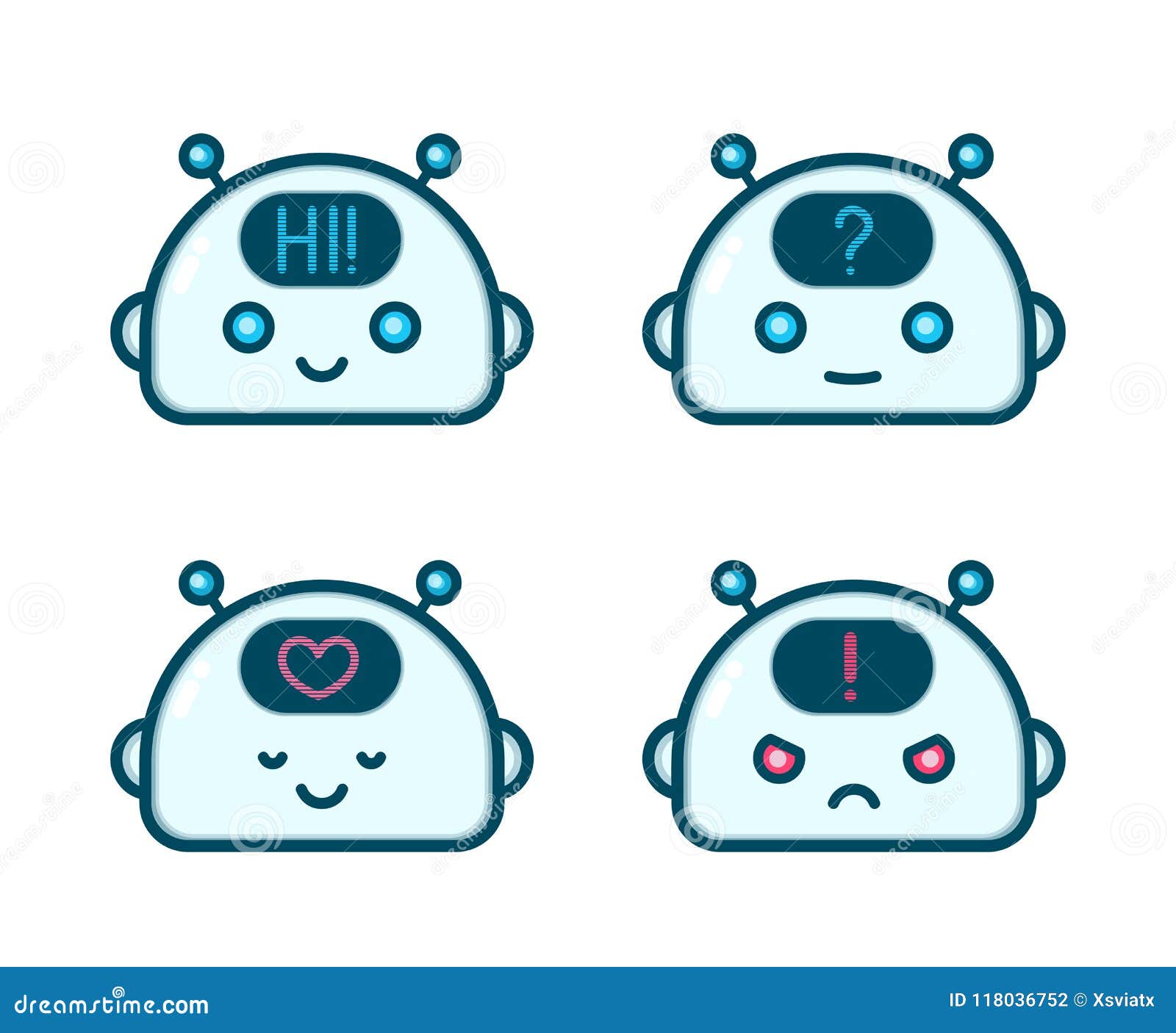 Cute Robot Chat Bot Face Emotion Character Stock Vector - Illustration of  cartoon, emoji: 118036752