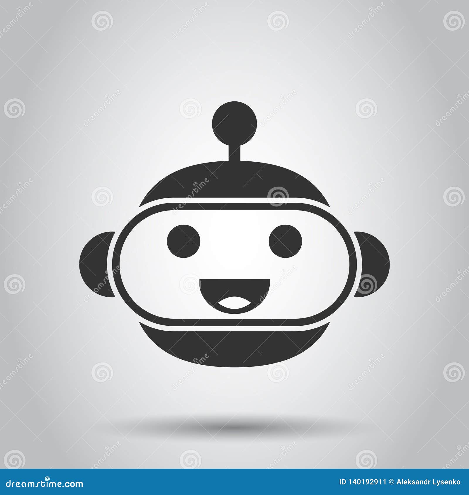 Cute Robot Chatbot Icon In Flat Style. Bot Operator Vector 