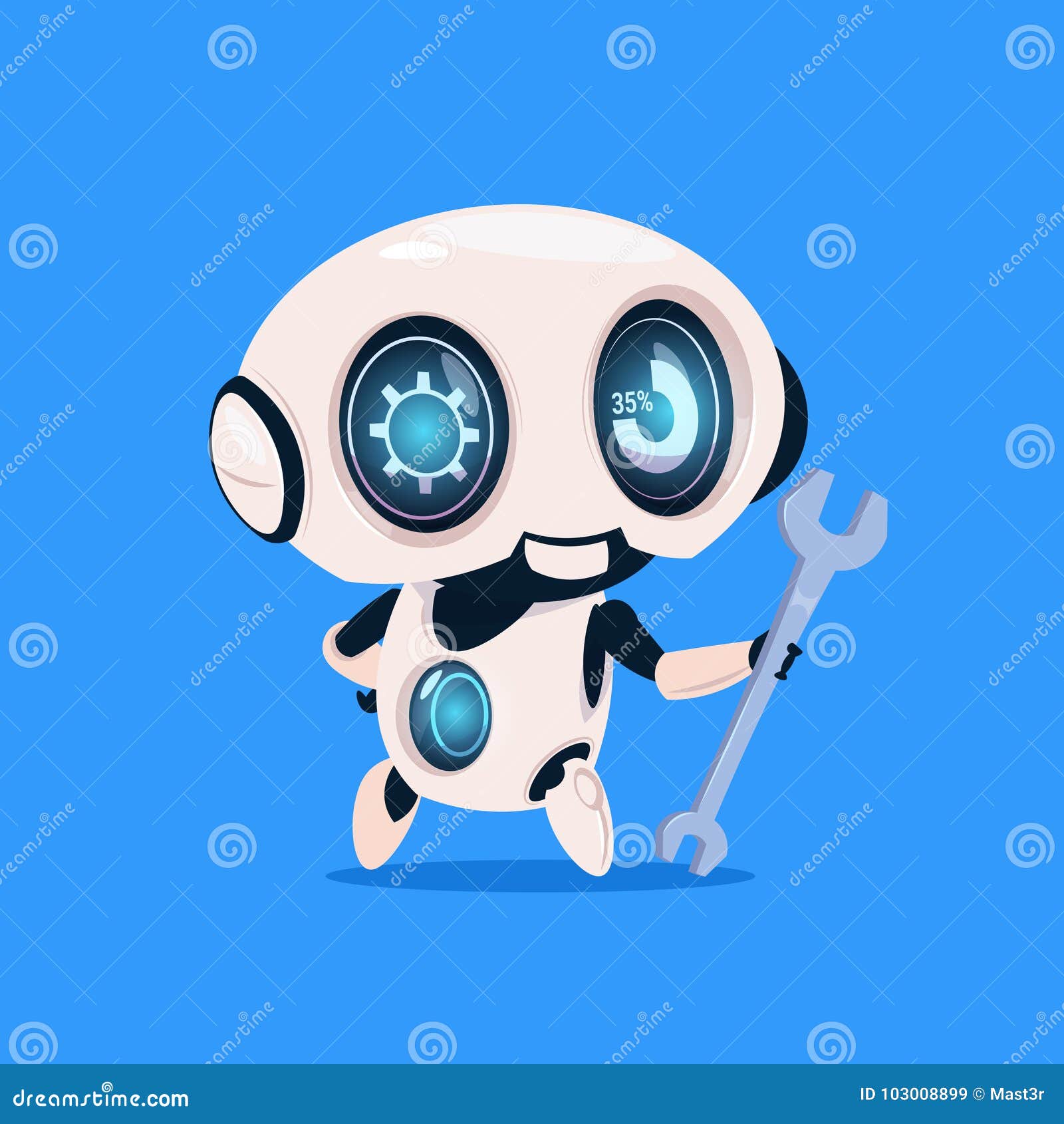 Cute Robot with heart. Cartoon Science Technology Concept Isolated