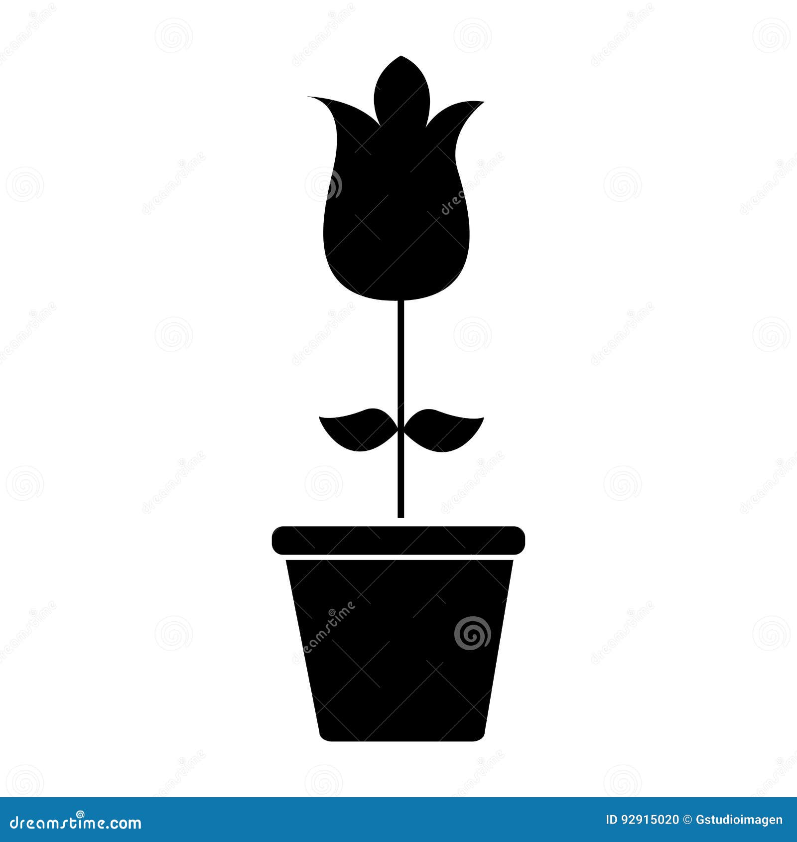 Cute Rose Garden with Pot Isolated Icon Stock Vector Illustration of