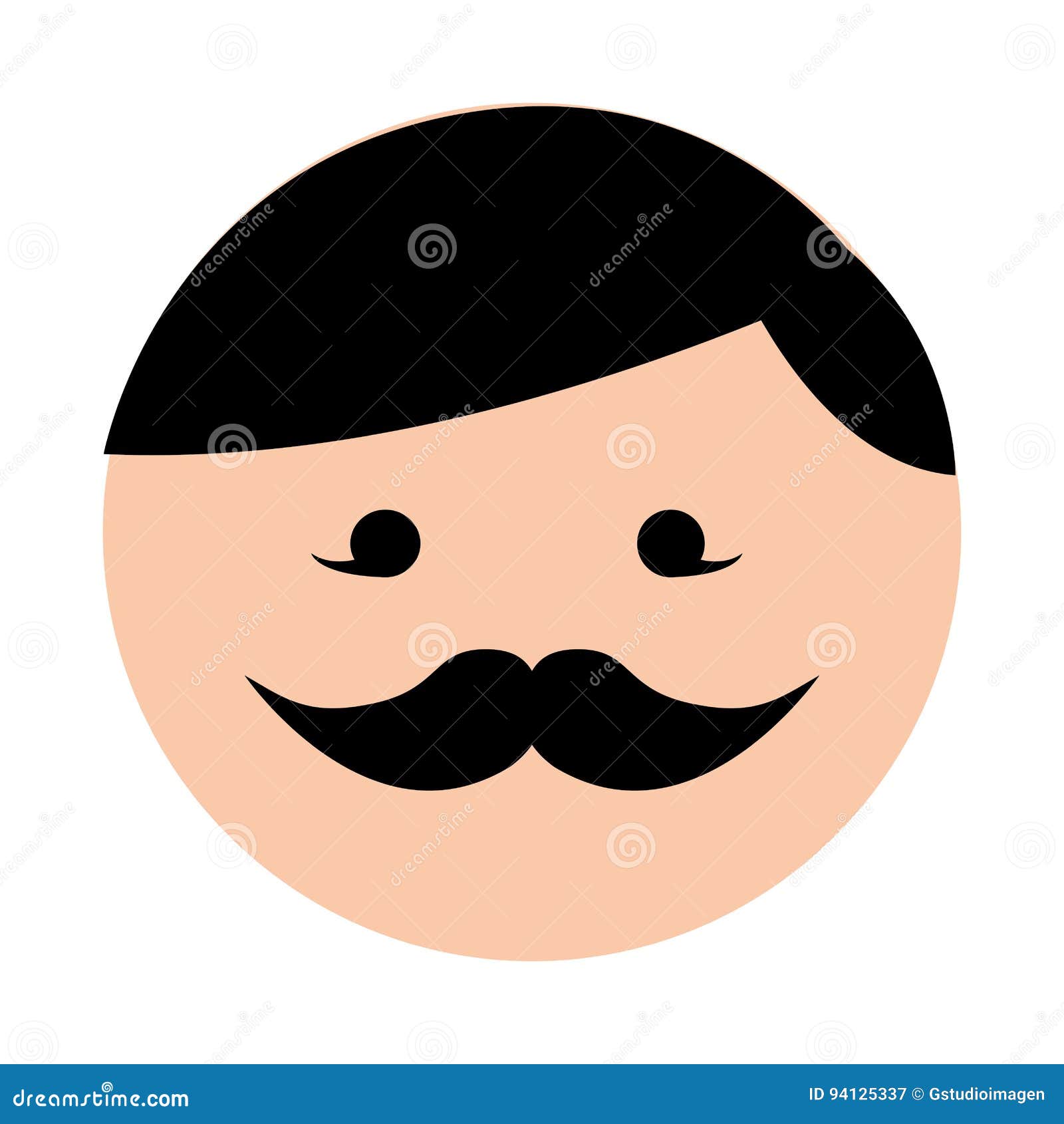 Cute Round Moustache Man Face Cartoon Stock Vector Illustration of