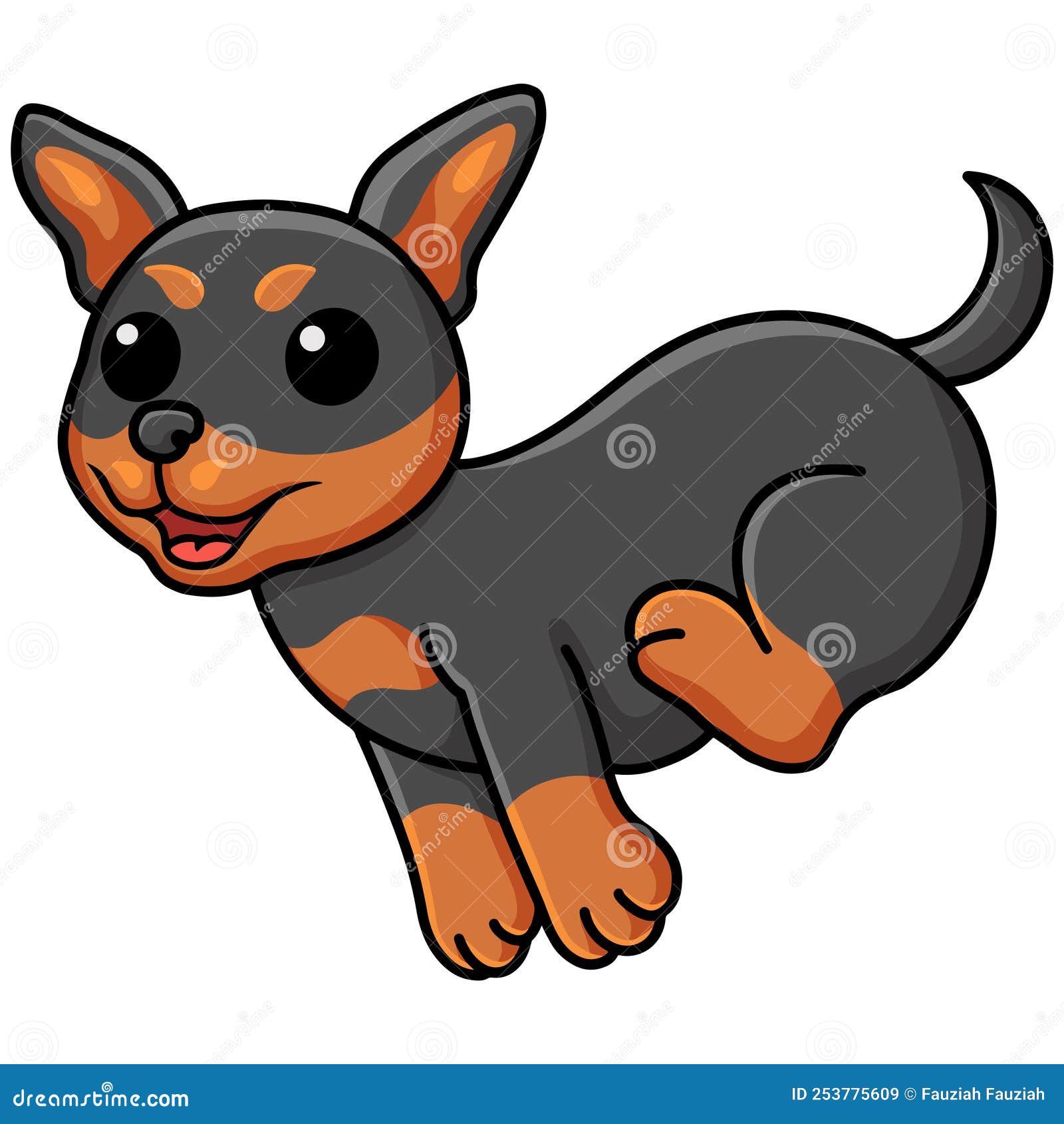 Cute Russian Toy Dog Cartoon Running Stock Vector - Illustration of black,  cute: 253775609