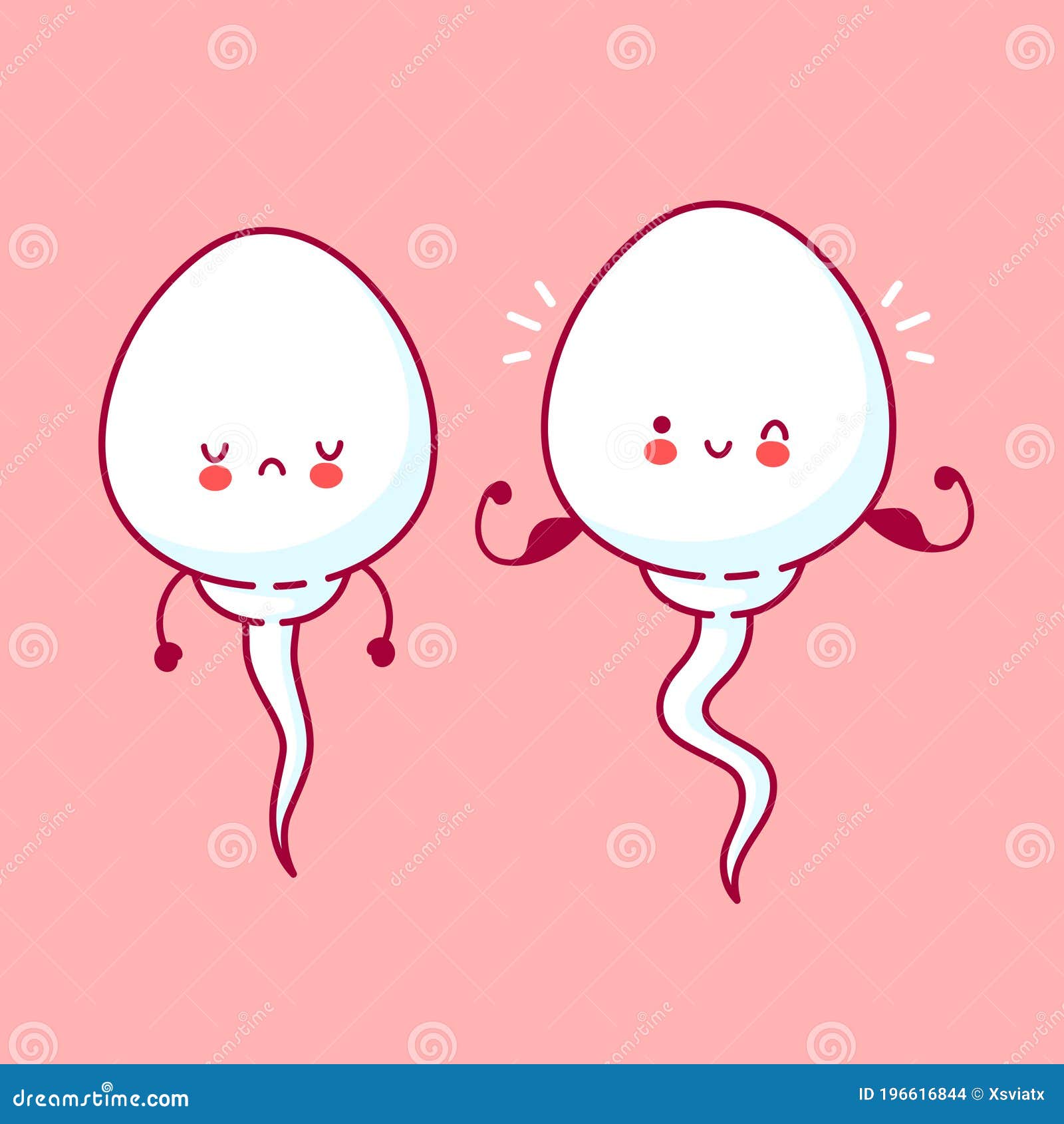 Cute Sad and Happy Strong Funny Sperm Cell Stock Vector - Illustration of  infection, fertile: 196616844