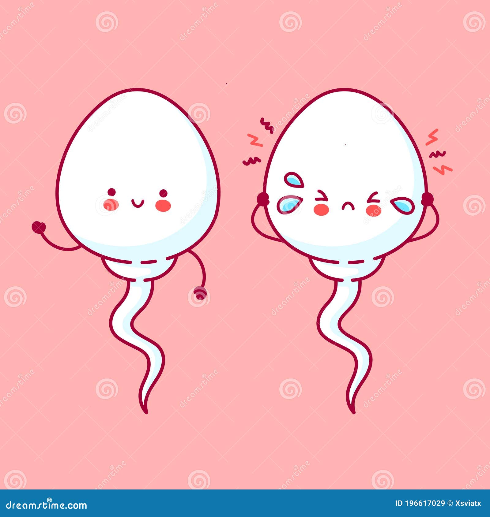 Cute Sad Sick and Happy Funny Sperm Cell Stock Vector - Illustration of  fertilize, motility: 196617029