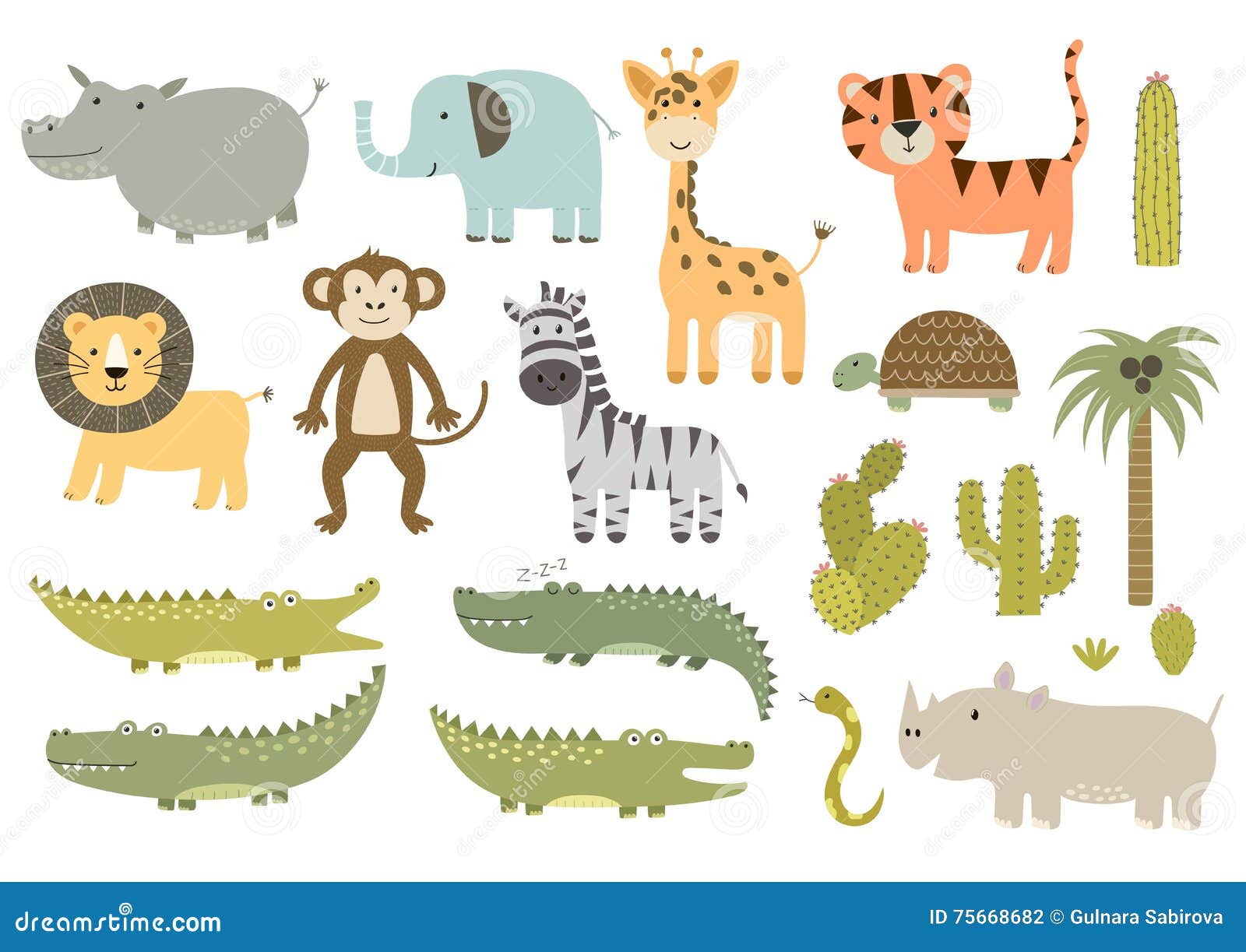 cute safari animals collection