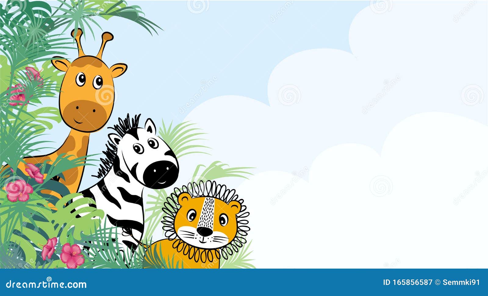 Cute Safari Cartoon Animals Flyer for Kids Party Invitation Card Template  Stock Illustration - Illustration of child, animals: 165856587