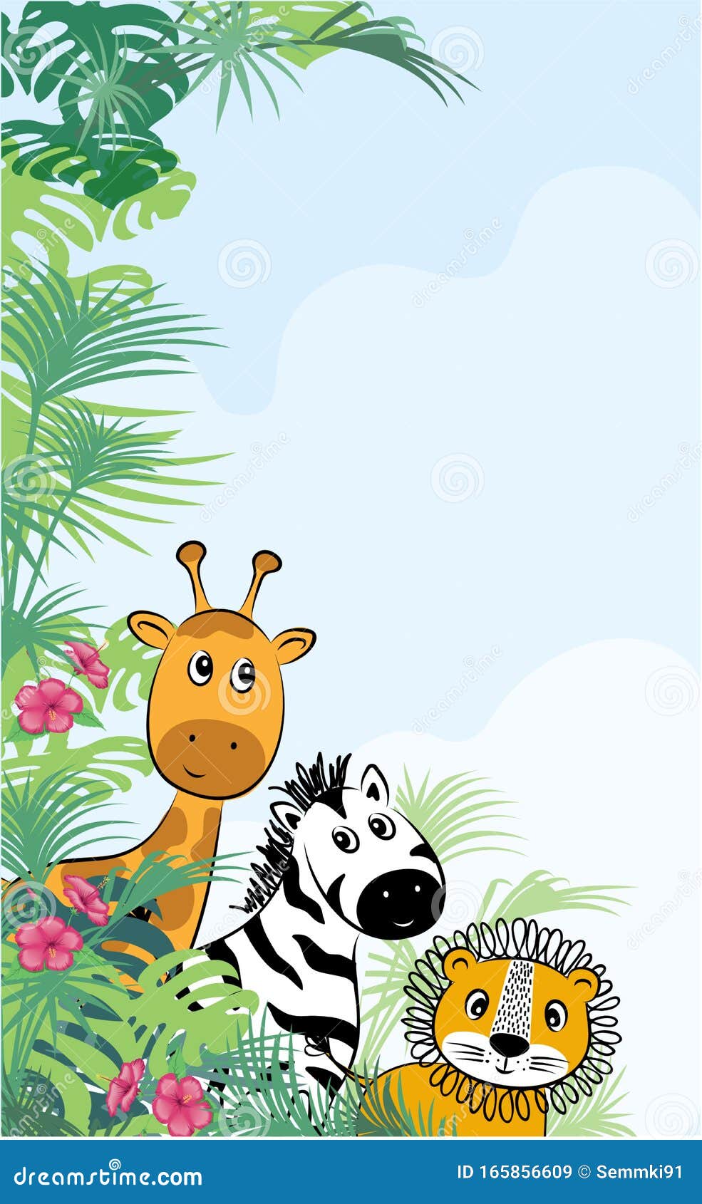 Cute Safari Cartoon Animals Flyer for Kids Party Invitation Card Template  Stock Illustration - Illustration of clipart, icon: 165856609