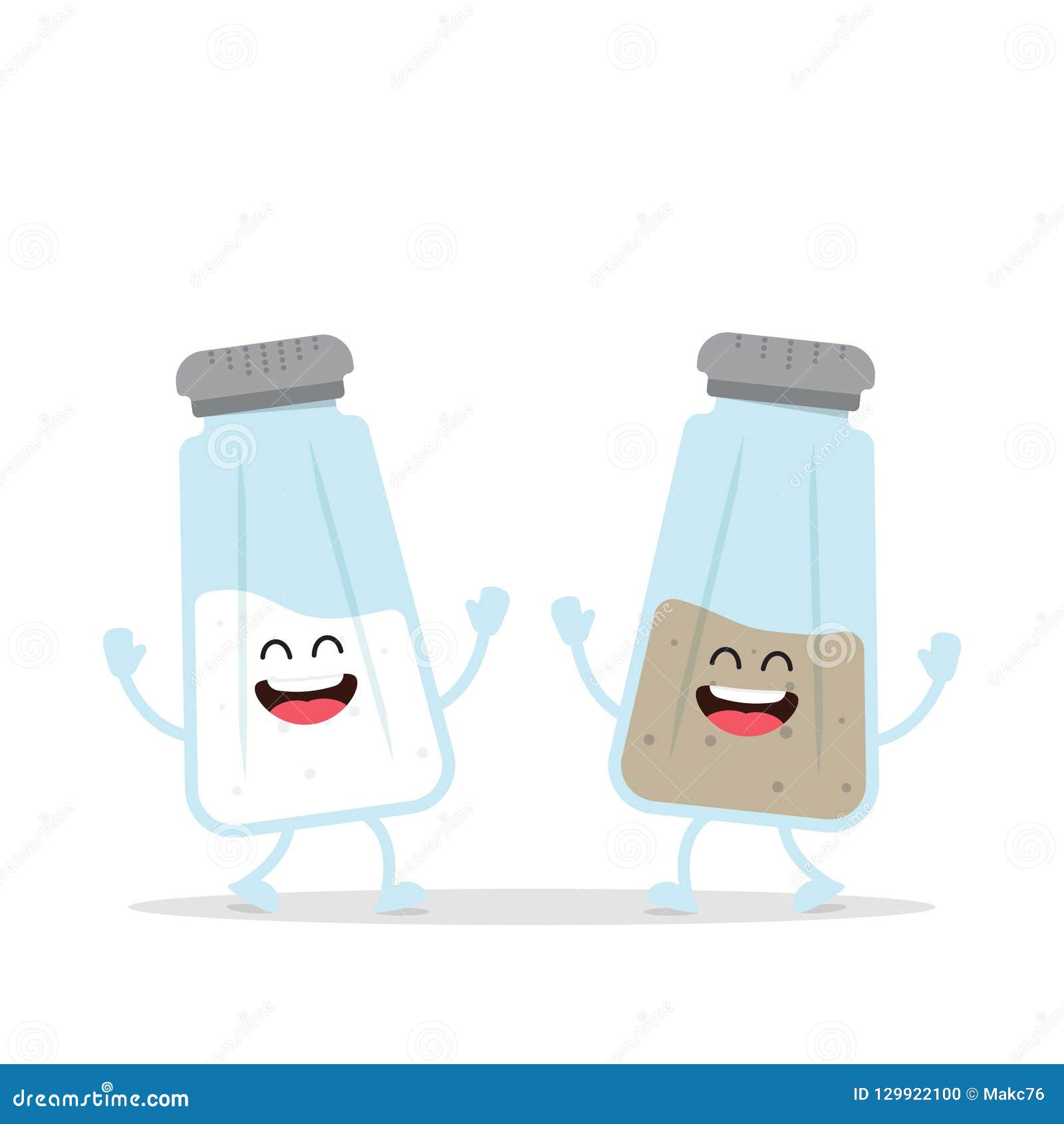 Salt and Pepper shaker vector. Cute cartoon salt and pepper shaker