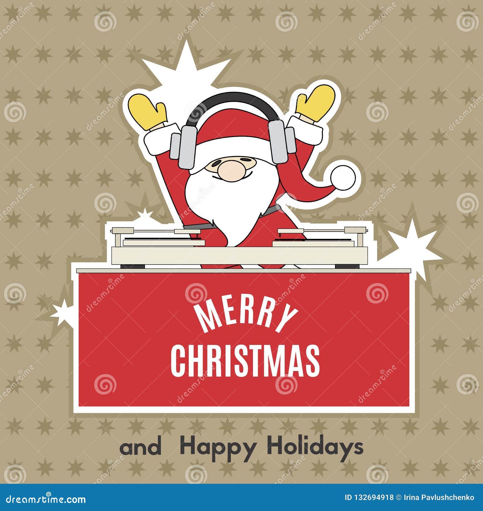 Santa Claus is a DJ on Christmas  Illustration Stock  Illustration - Illustration of celebration, beard: 132694918