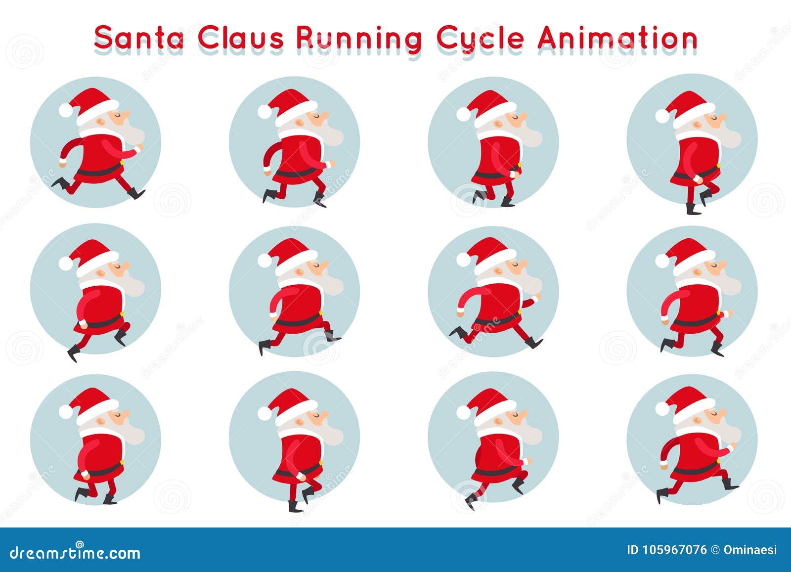 Cute Santa Claus Funny Running Cycle Animation Cartoon Character Frames  Vector Illustration Stock Vector - Illustration of running, costume:  105967076