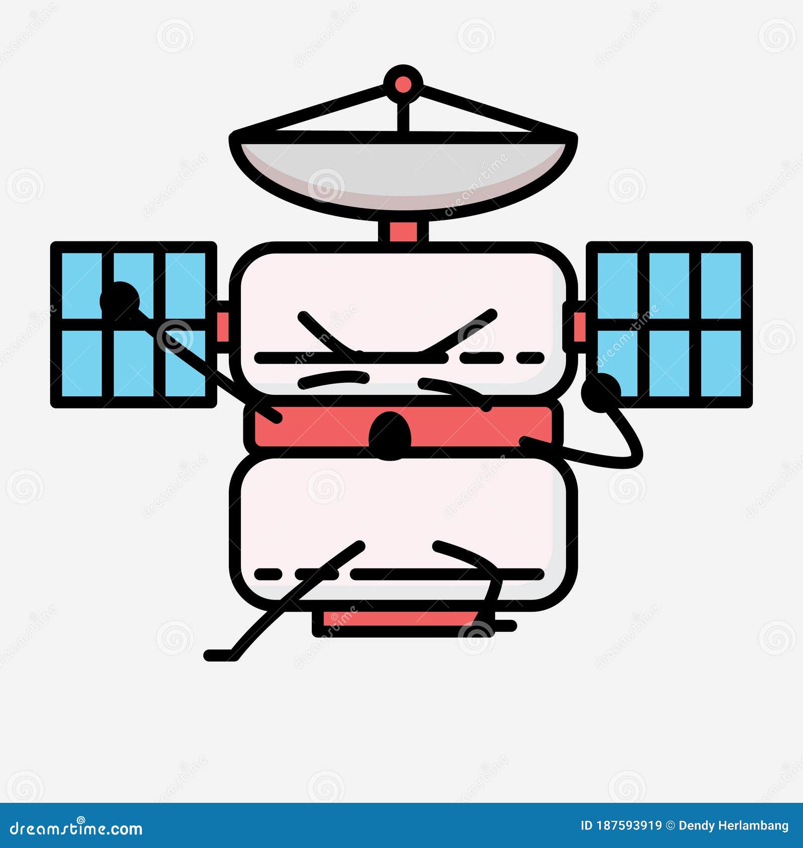 Cute Satellite Antenna Mascot Vector Character in Flat Design Style