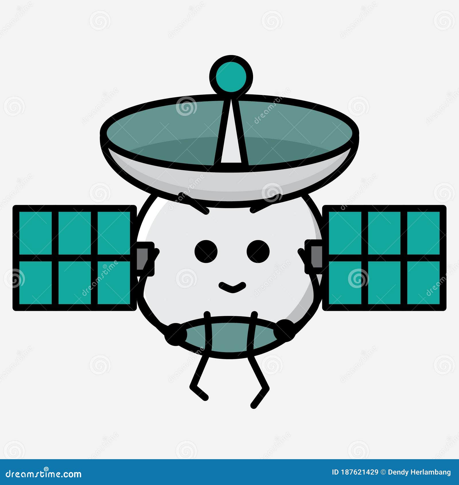 Cute Satellite Antenna Mascot Vector Character in Flat Design Style