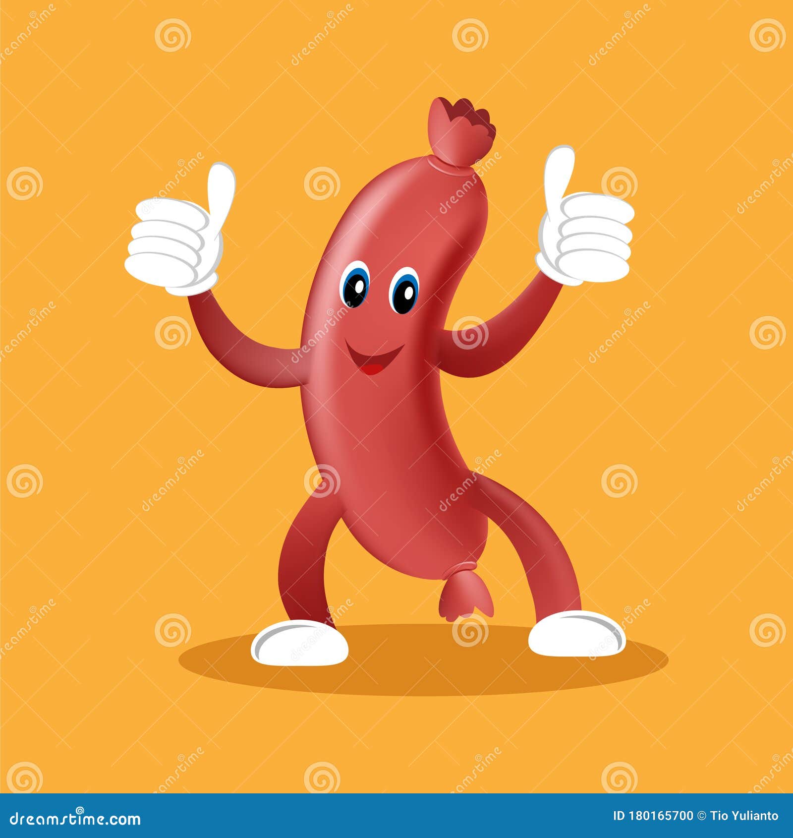 Cute Sausage Wiener Snack Fast Food Cartoon Character Mascot With Emoji
