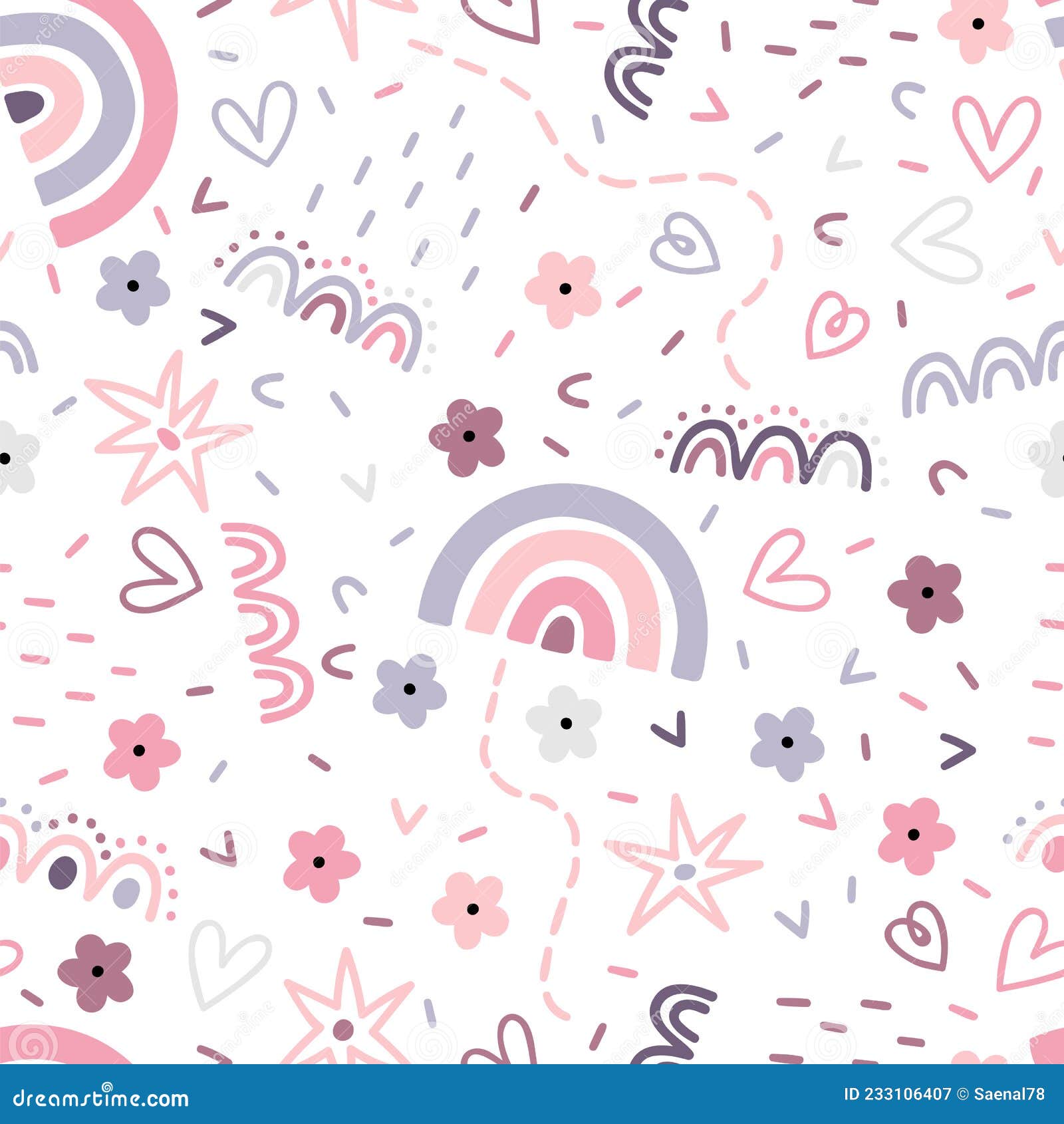 Cute Scandinavian Seamless Pattern. Childish Background. Hand Drawn ...